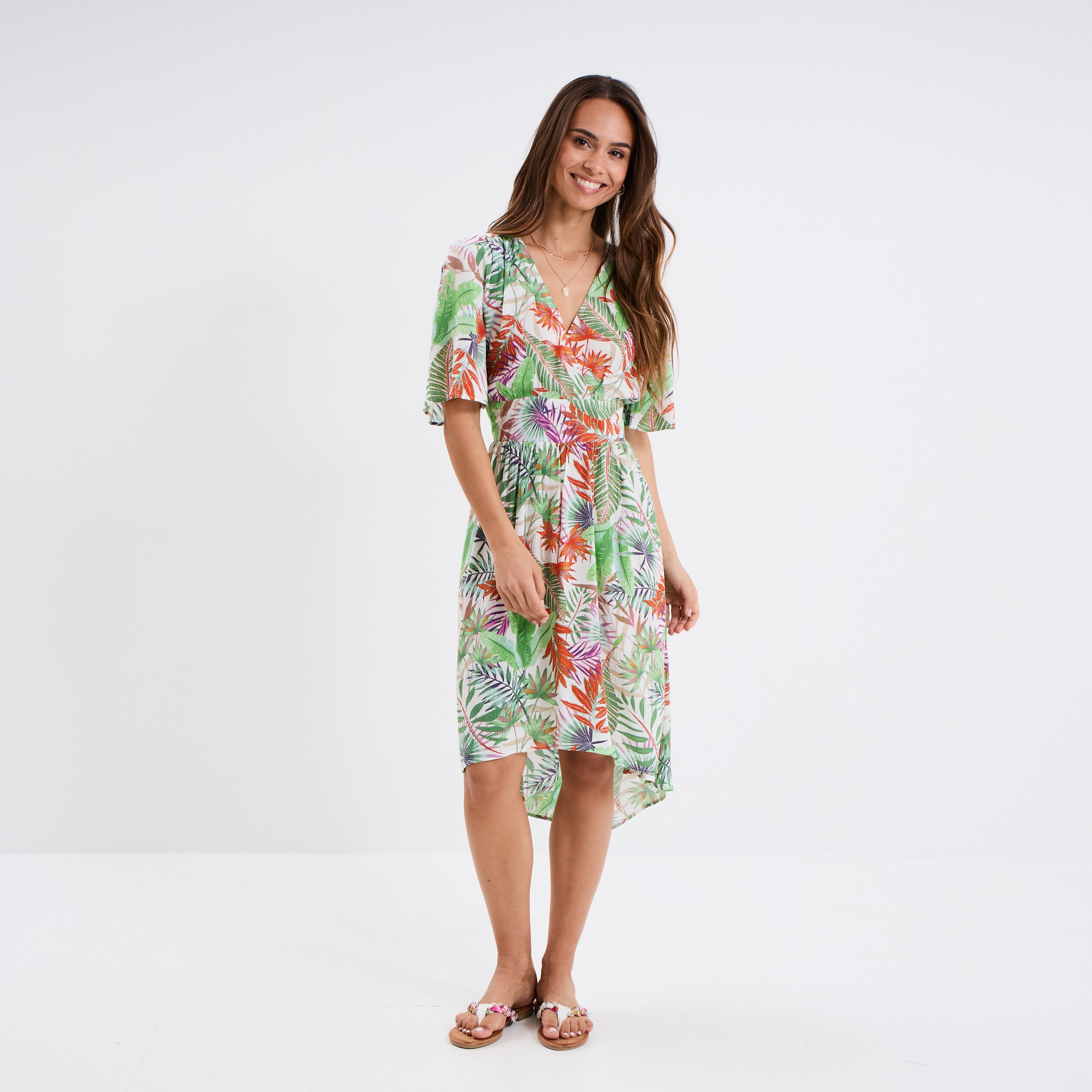 robe asymetrique midi manches courtes blanc femme Robe asymétrique midi manches courtes blanc femme