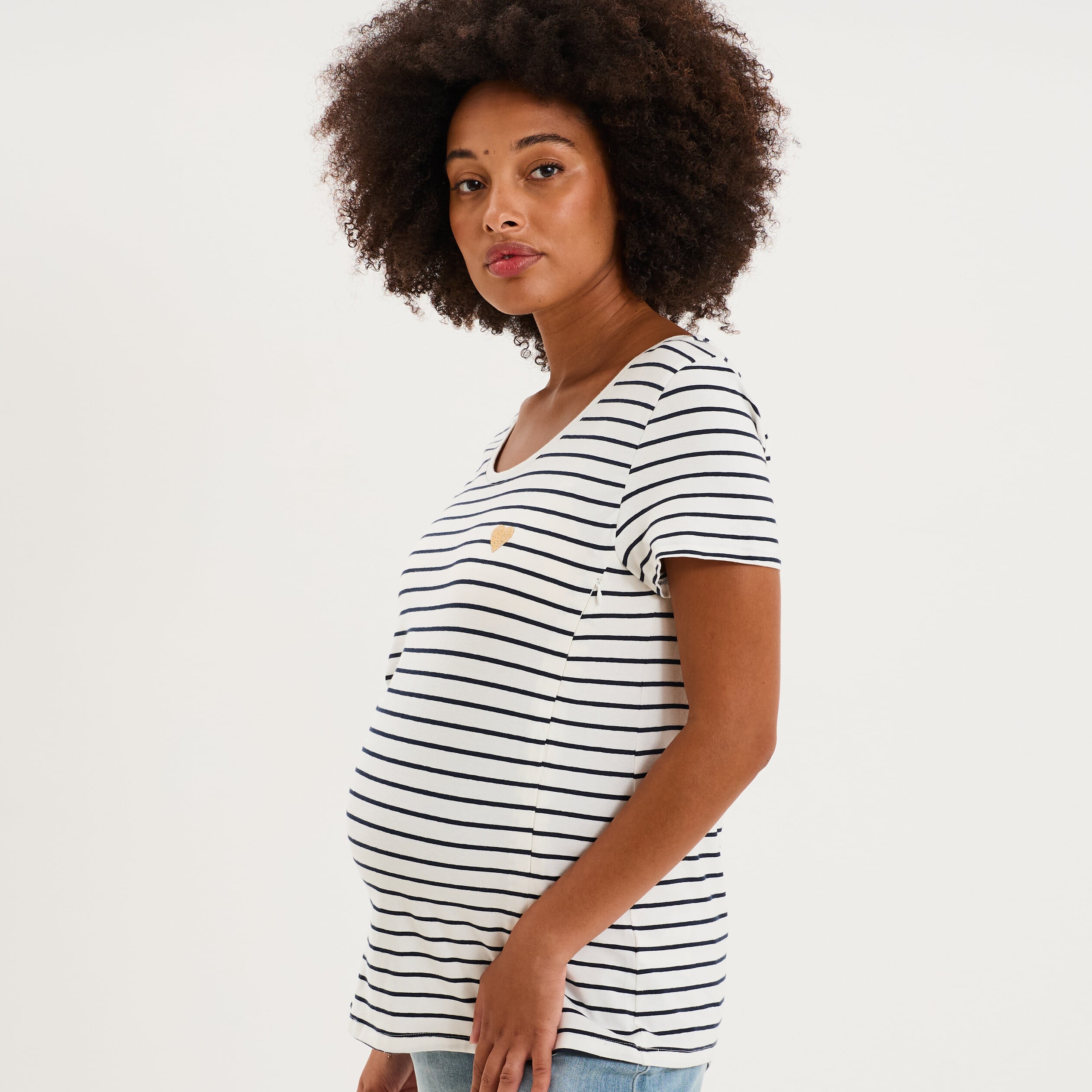 T-shirt allaitement manches courtes ecru femme maternit&eacute;