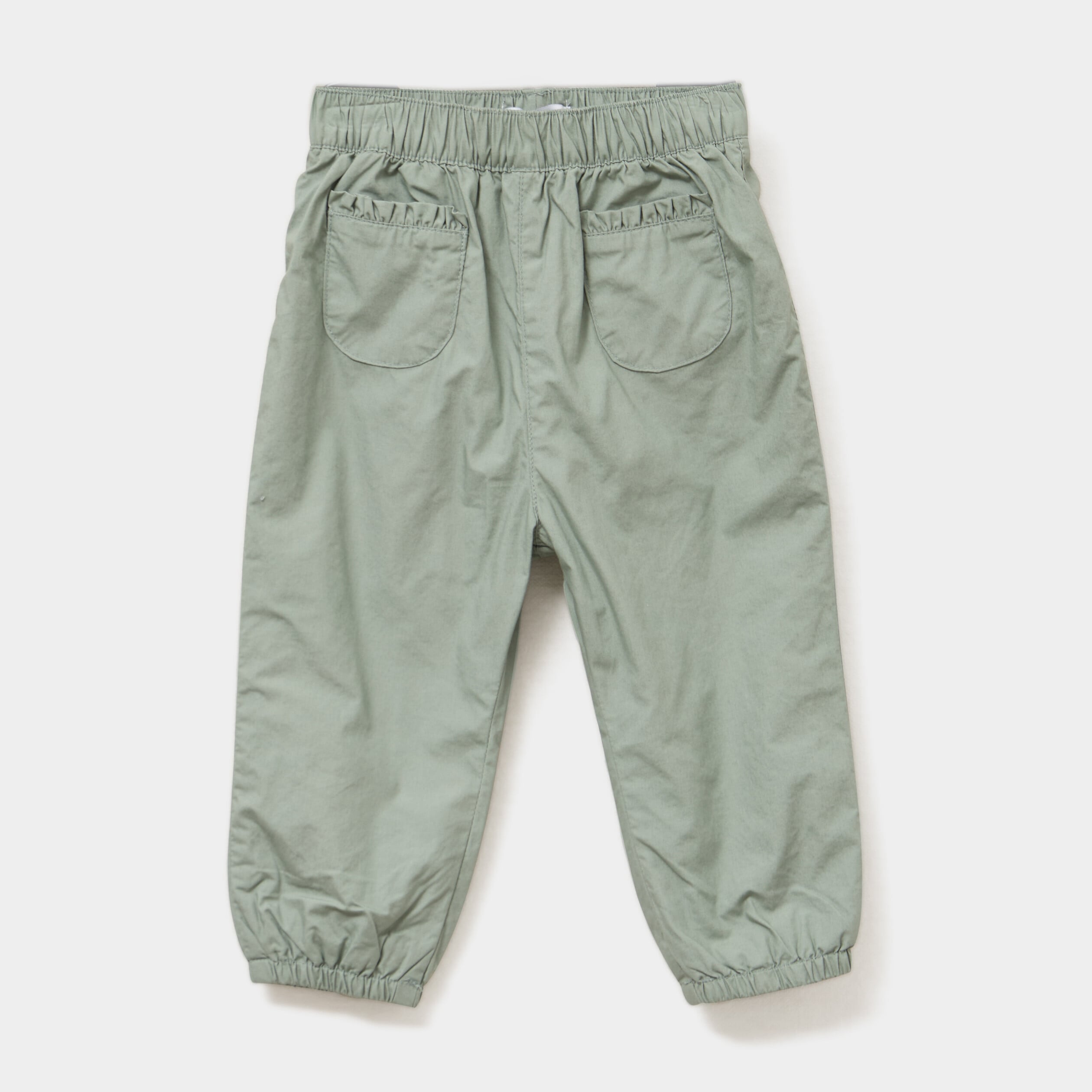 Pantalon ballon poches plaqu&eacute;es vert kaki b&eacute;b&eacute; fille