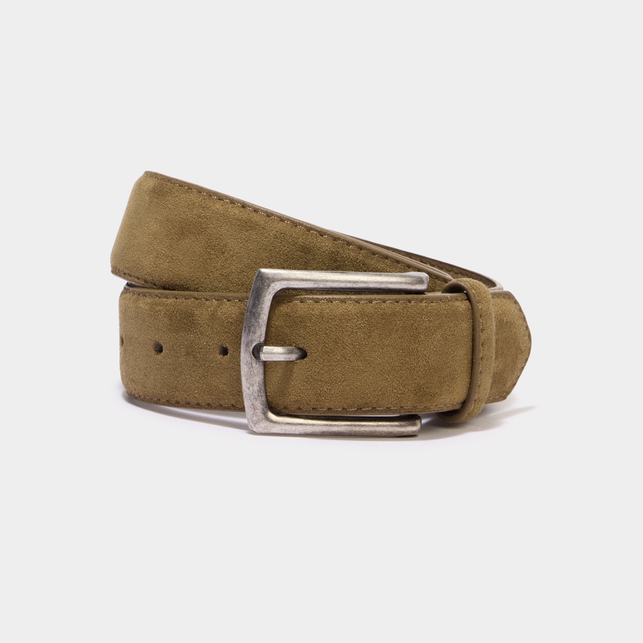 Ceinture effet su&eacute;dine boucle rectangle vert kaki homme