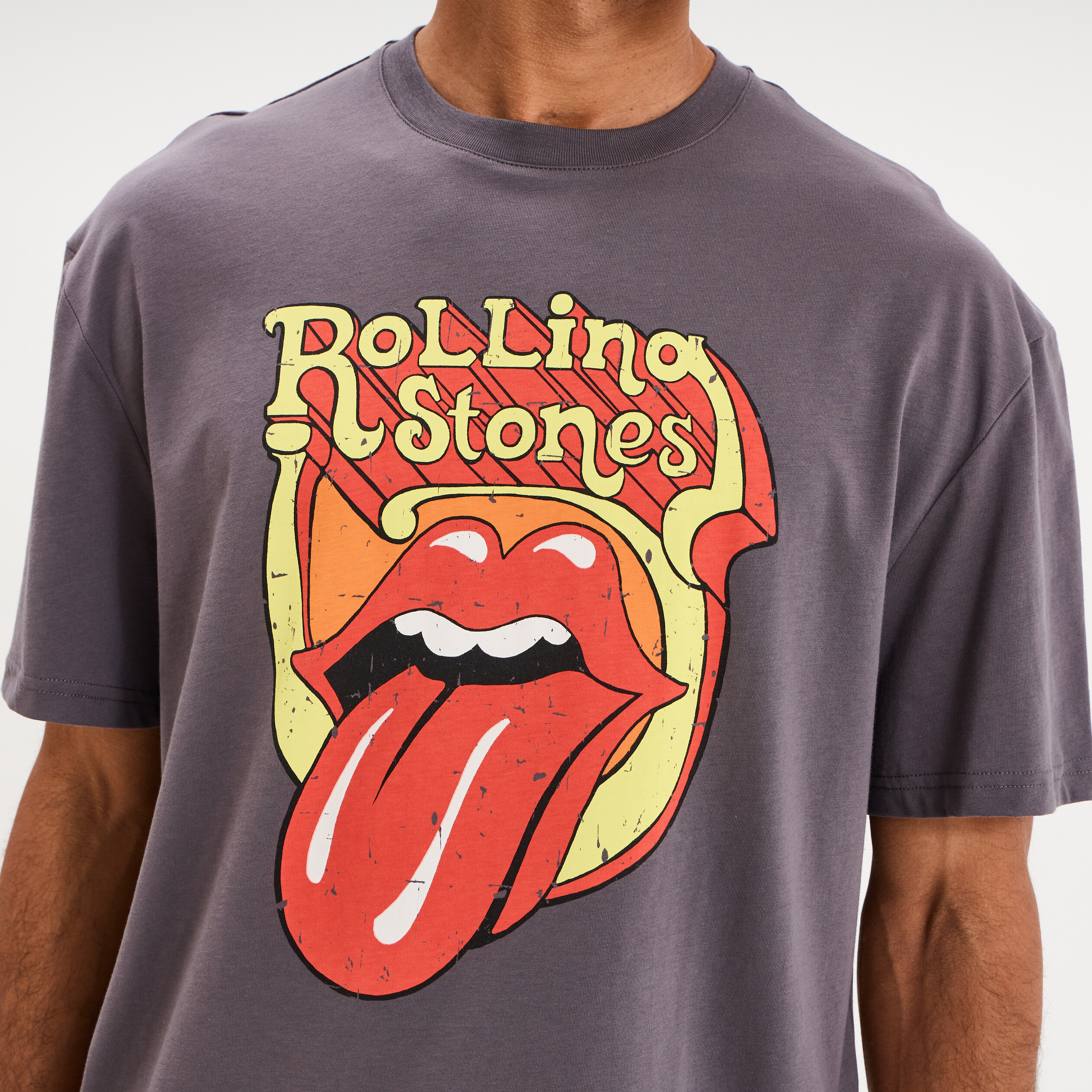 T-shirt manches courtes Rolling Stones gris homme