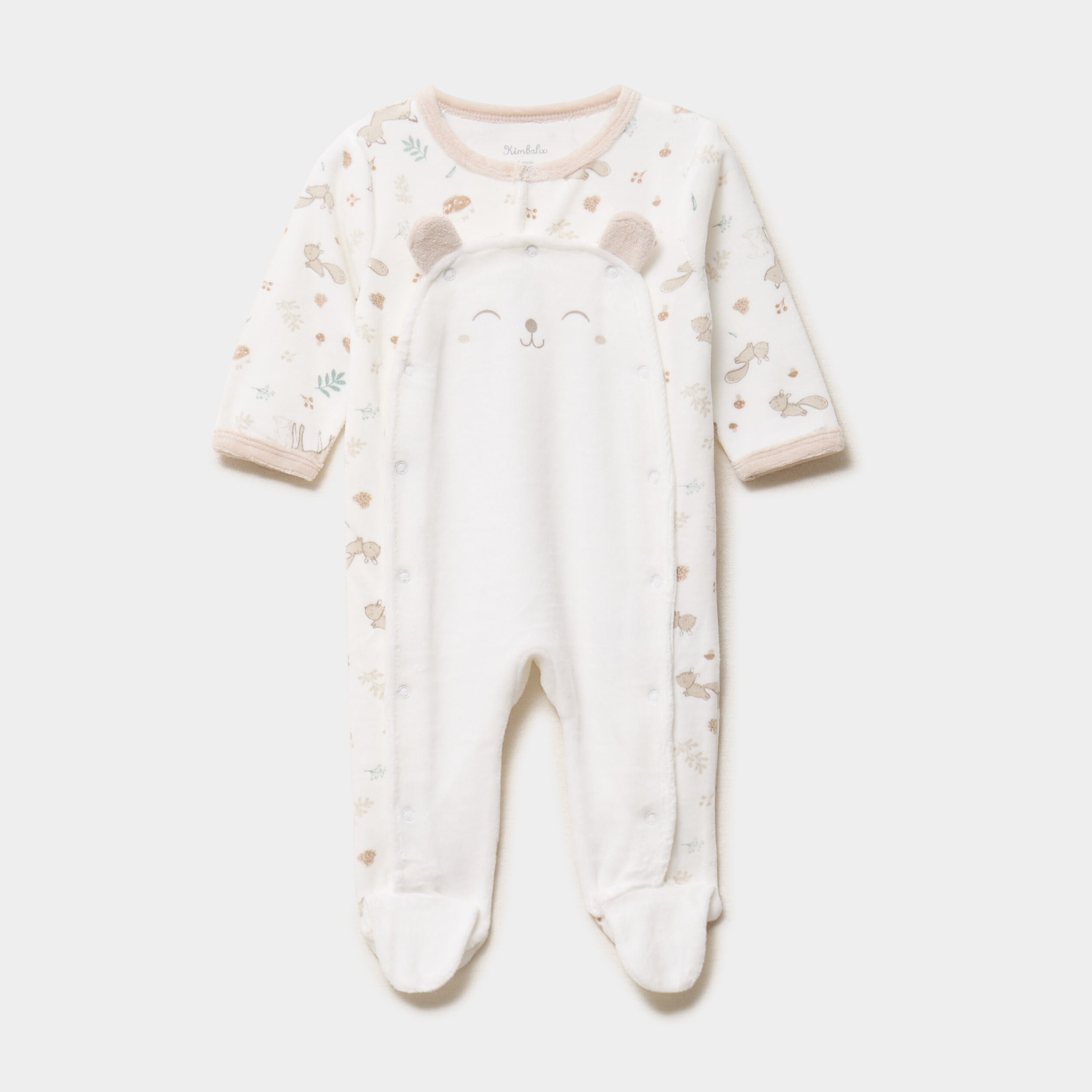 Dors-bien effet velours manches longues blanc b&eacute;b&eacute;