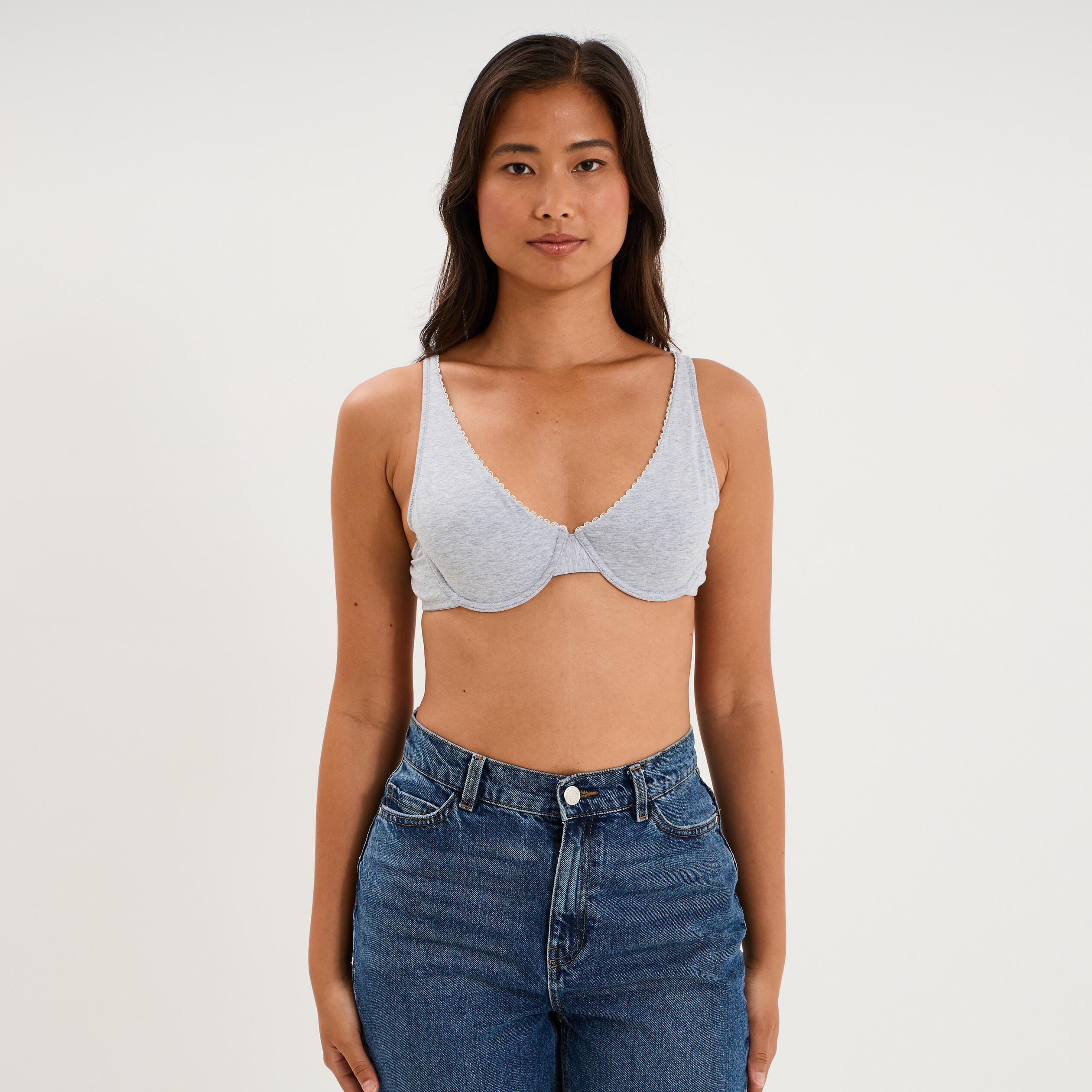 Soutien-gorge foulard coton majoritaire gris clair femme