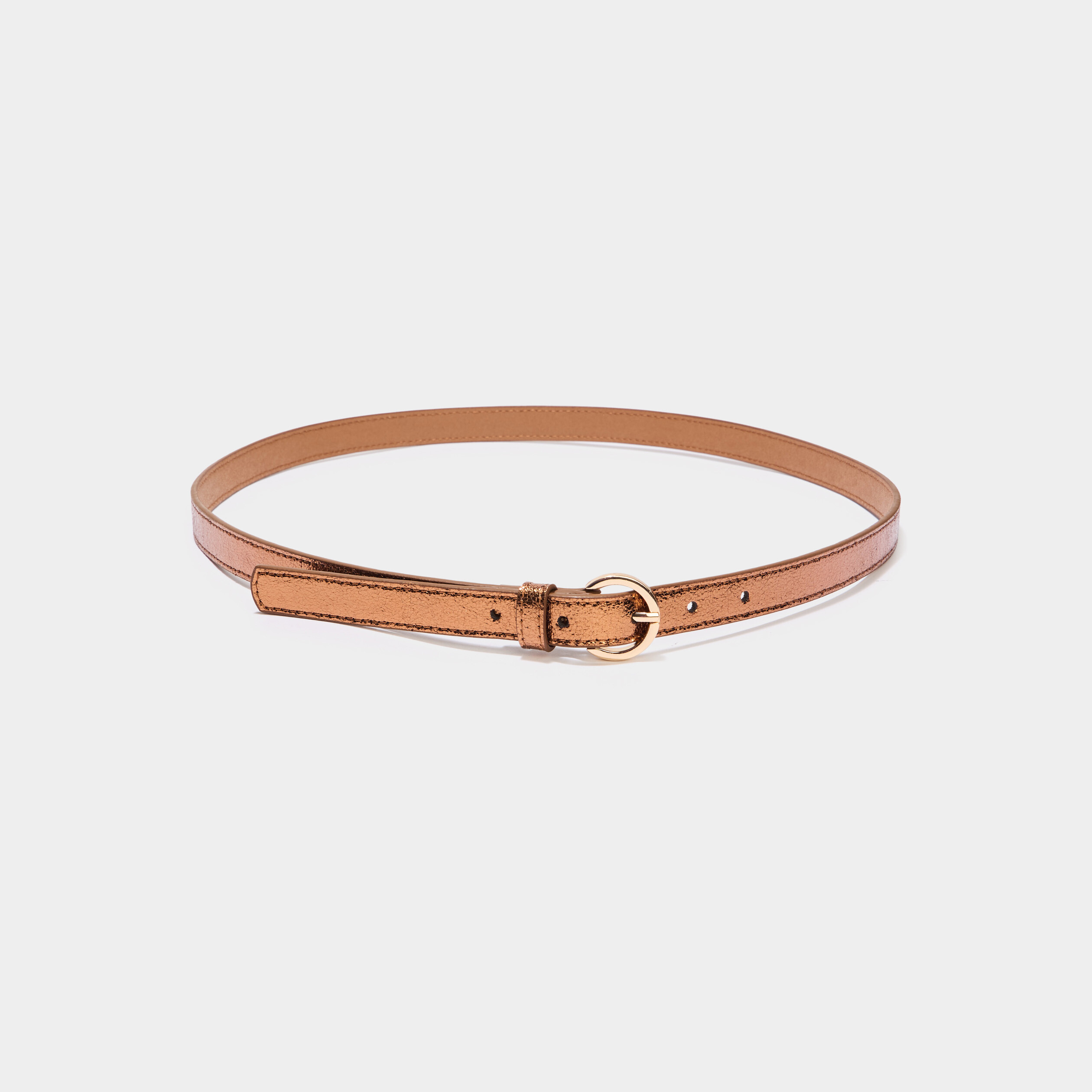 Ceinture avec boucle ronde couleur bronze femme