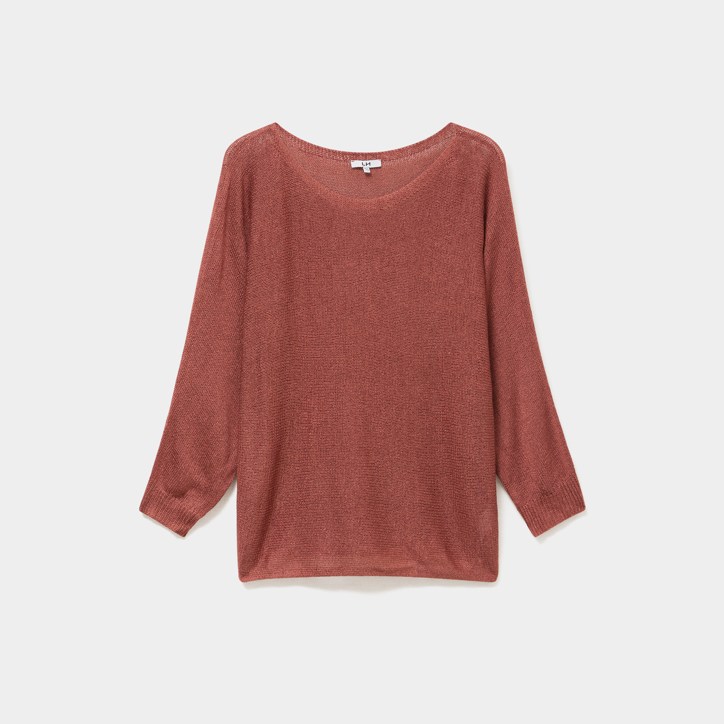 Pull manches longues col rond vieux rose femme grande taille