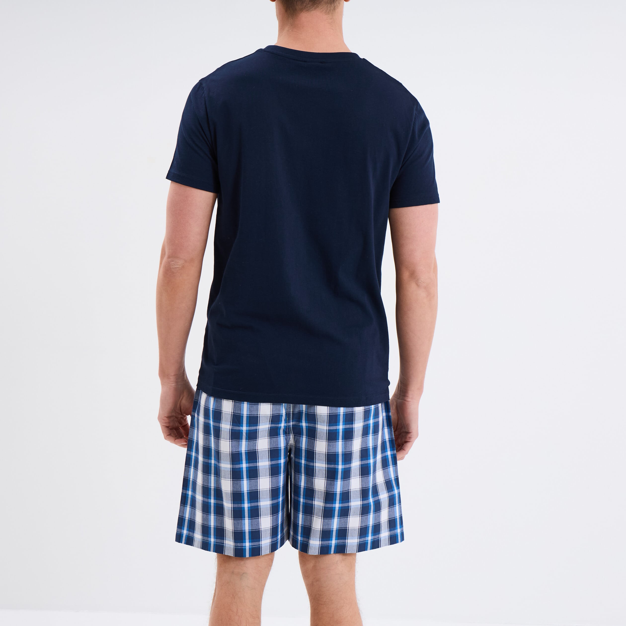 Ensemble pyjama short et t-shirt coton bleu marine homme