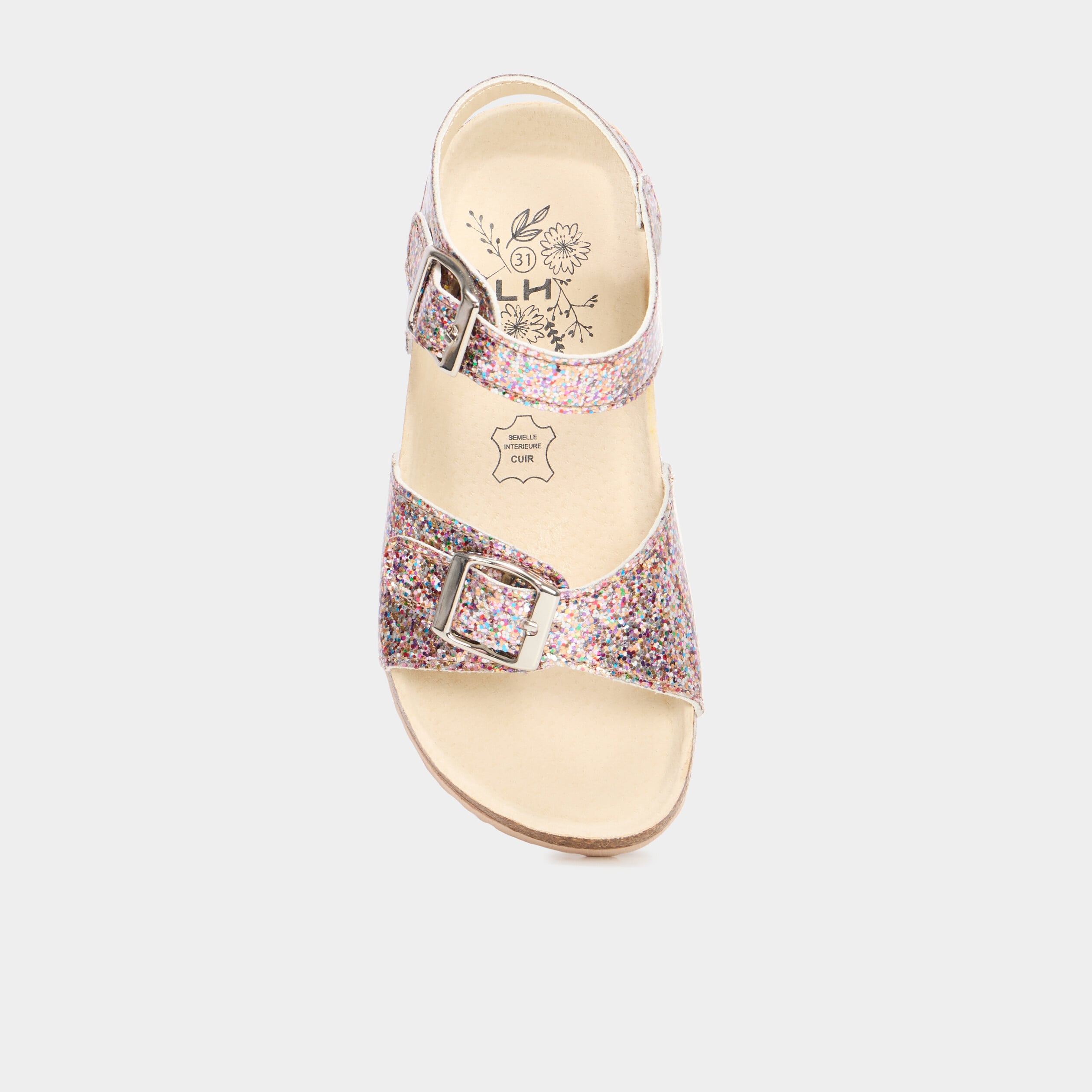 Sandales vernies &agrave; paillettes multicolore fille