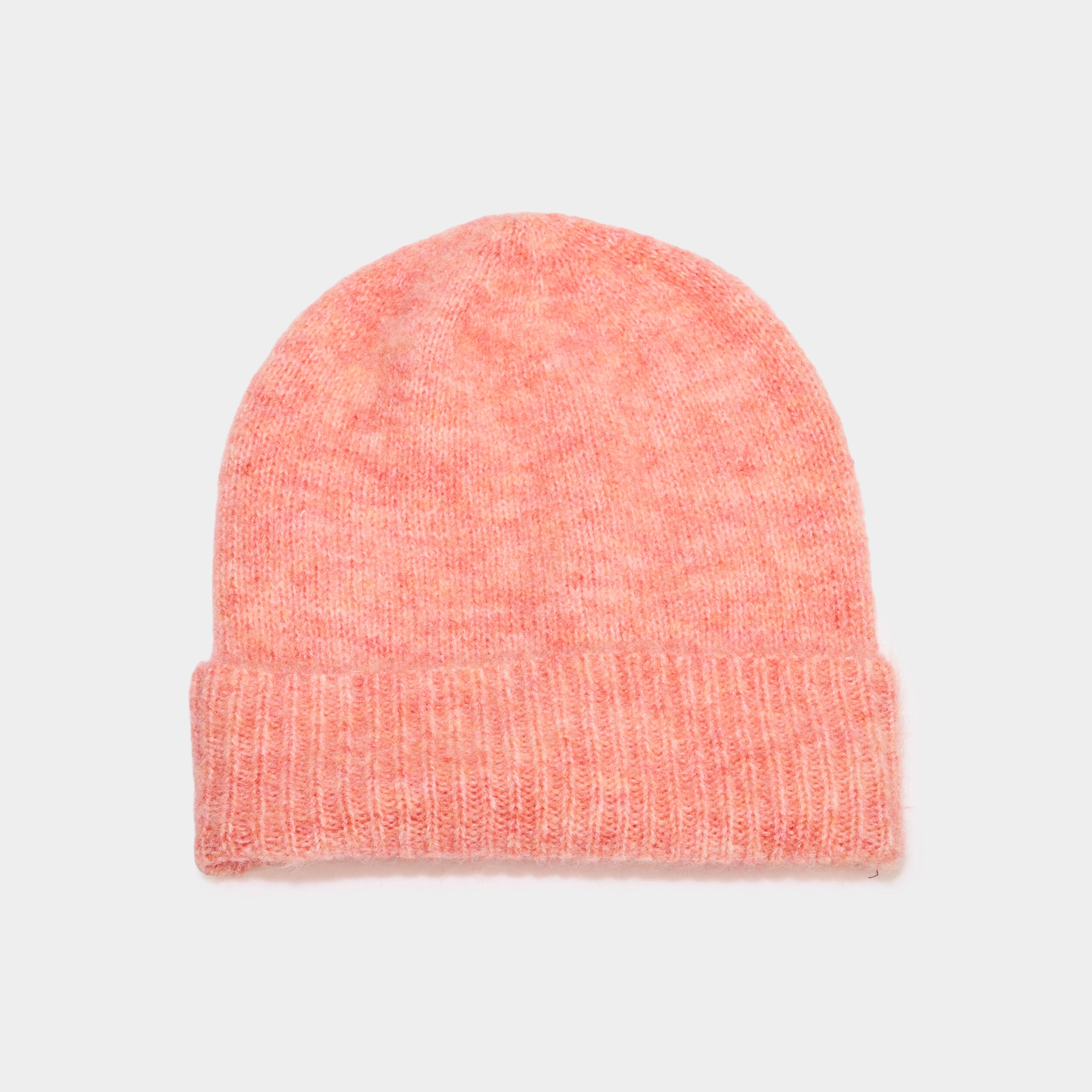 Bonnet maille c&ocirc;tel&eacute;e rose corail femme