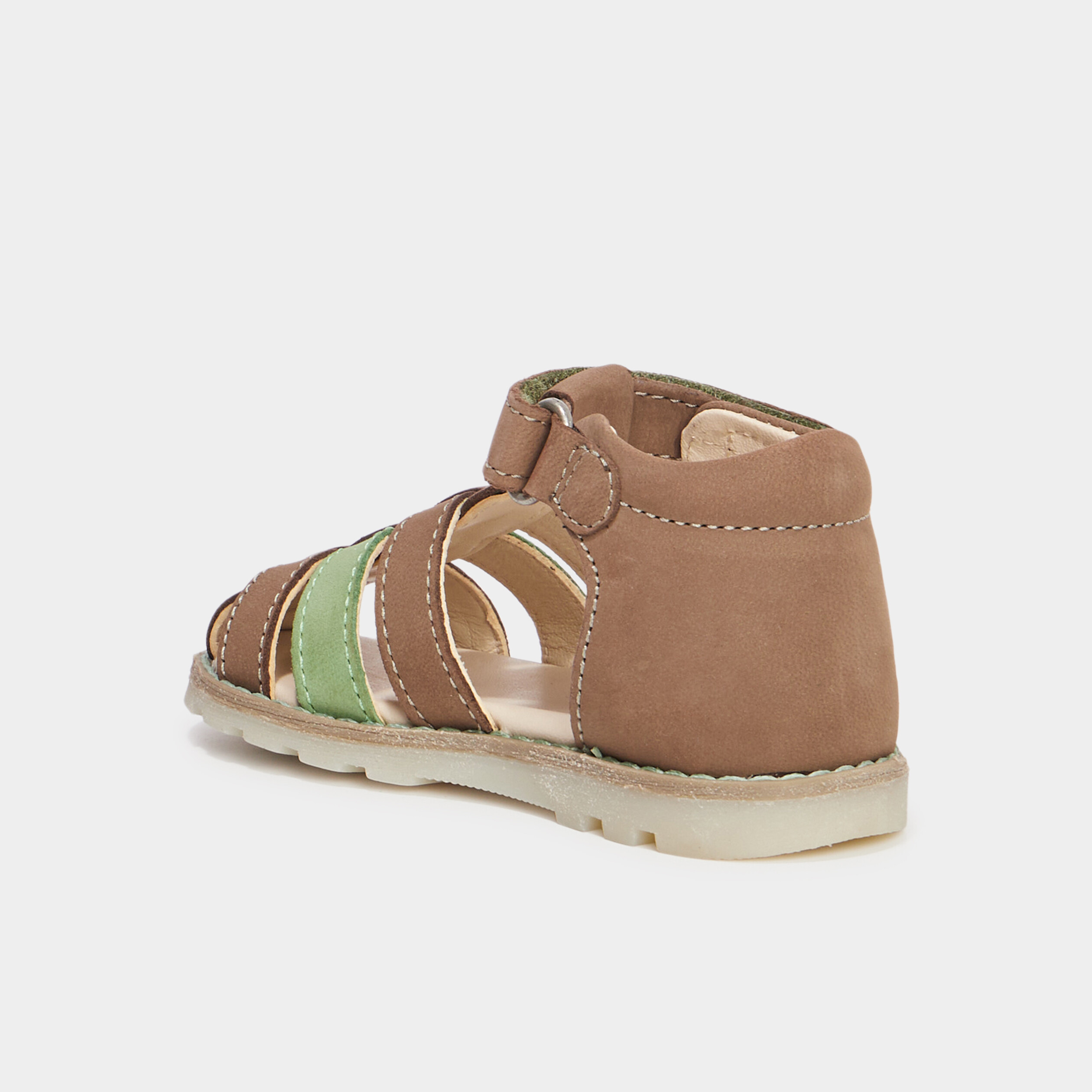 sandales en cuir kickers nonopi vert kaki bebeg Sandales en cuir Kickers Nonopi vert kaki bébé garçon