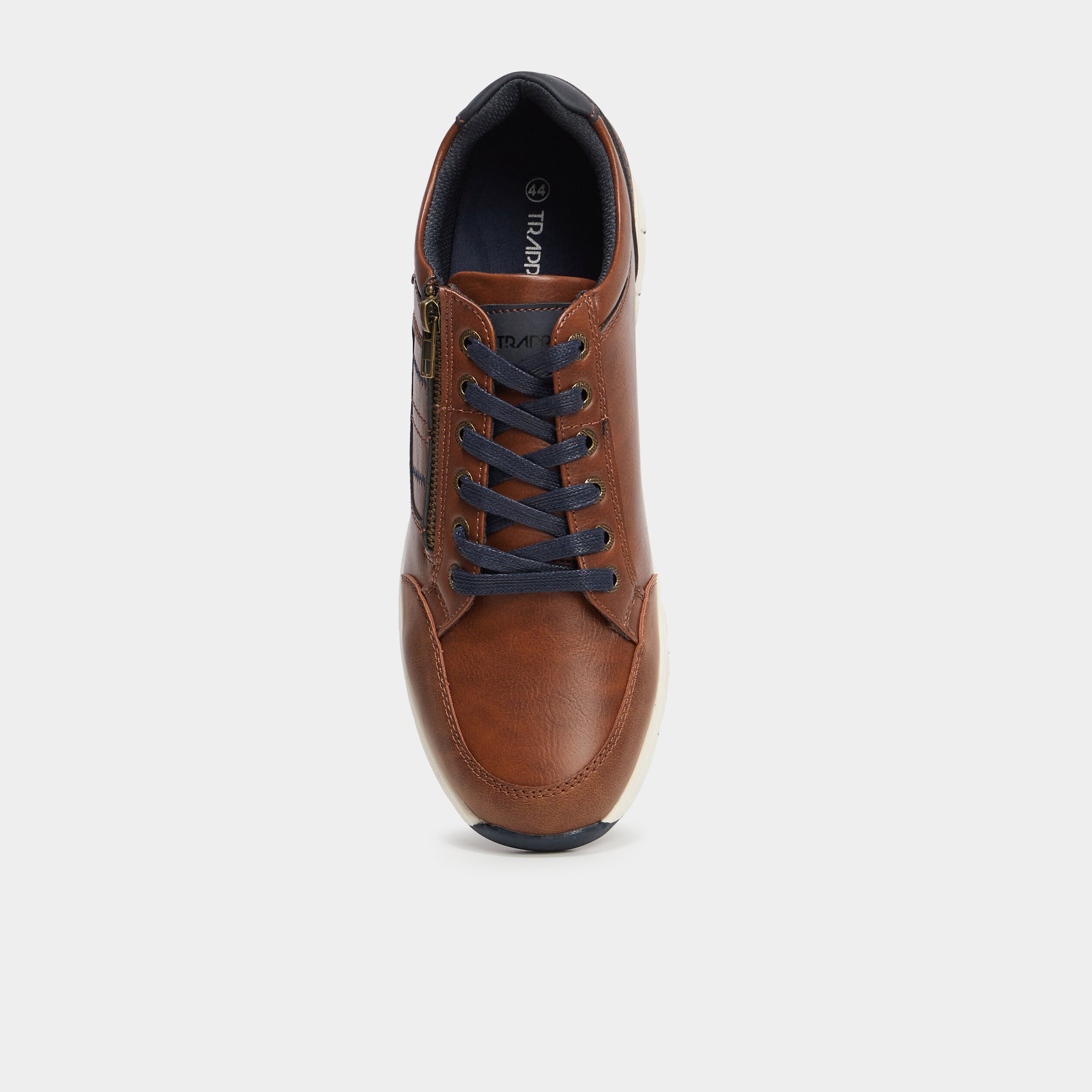 Derbies d&eacute;tails zipp&eacute;s marron homme