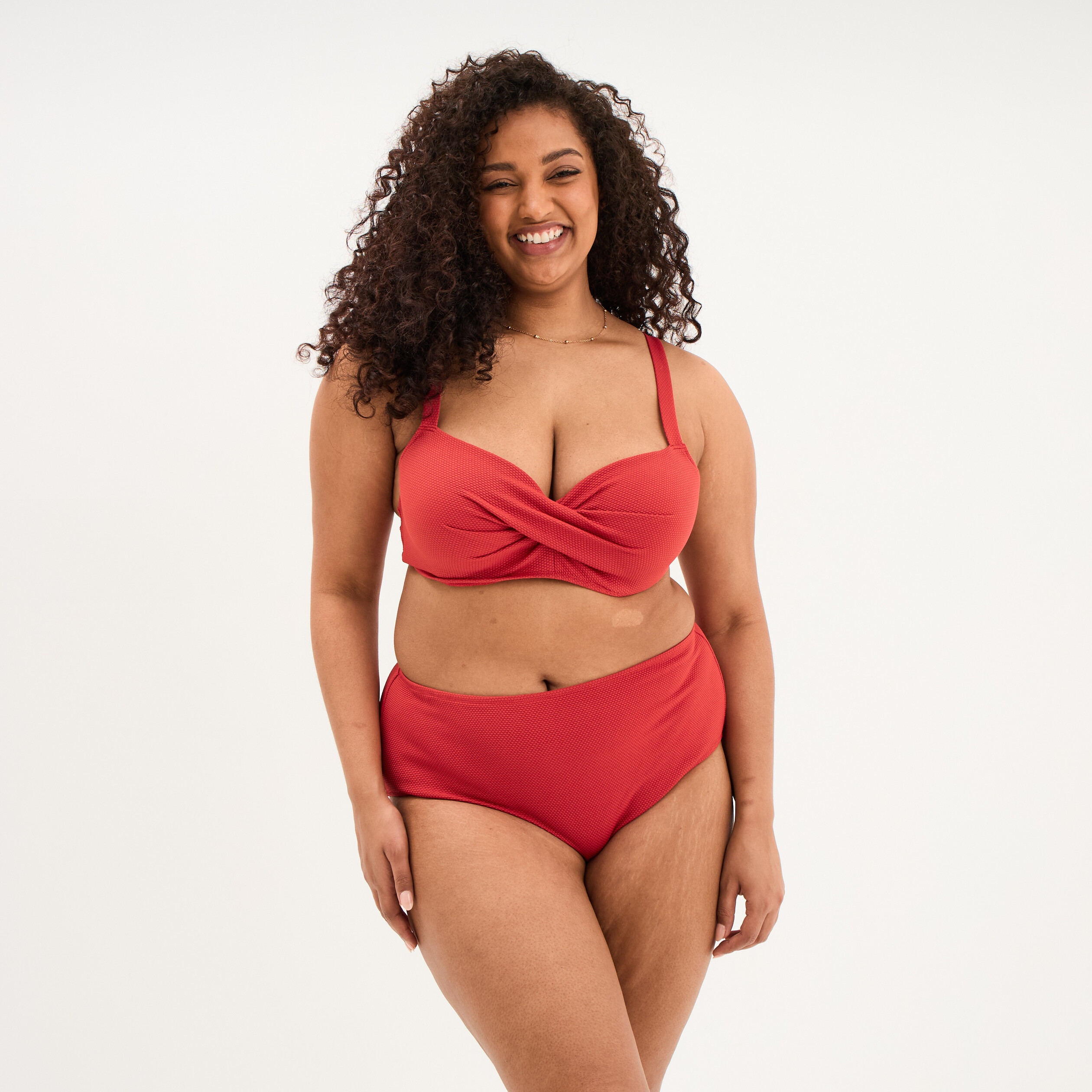 Haut de maillot de bain bandeau crois&eacute; rouge femme grande taille