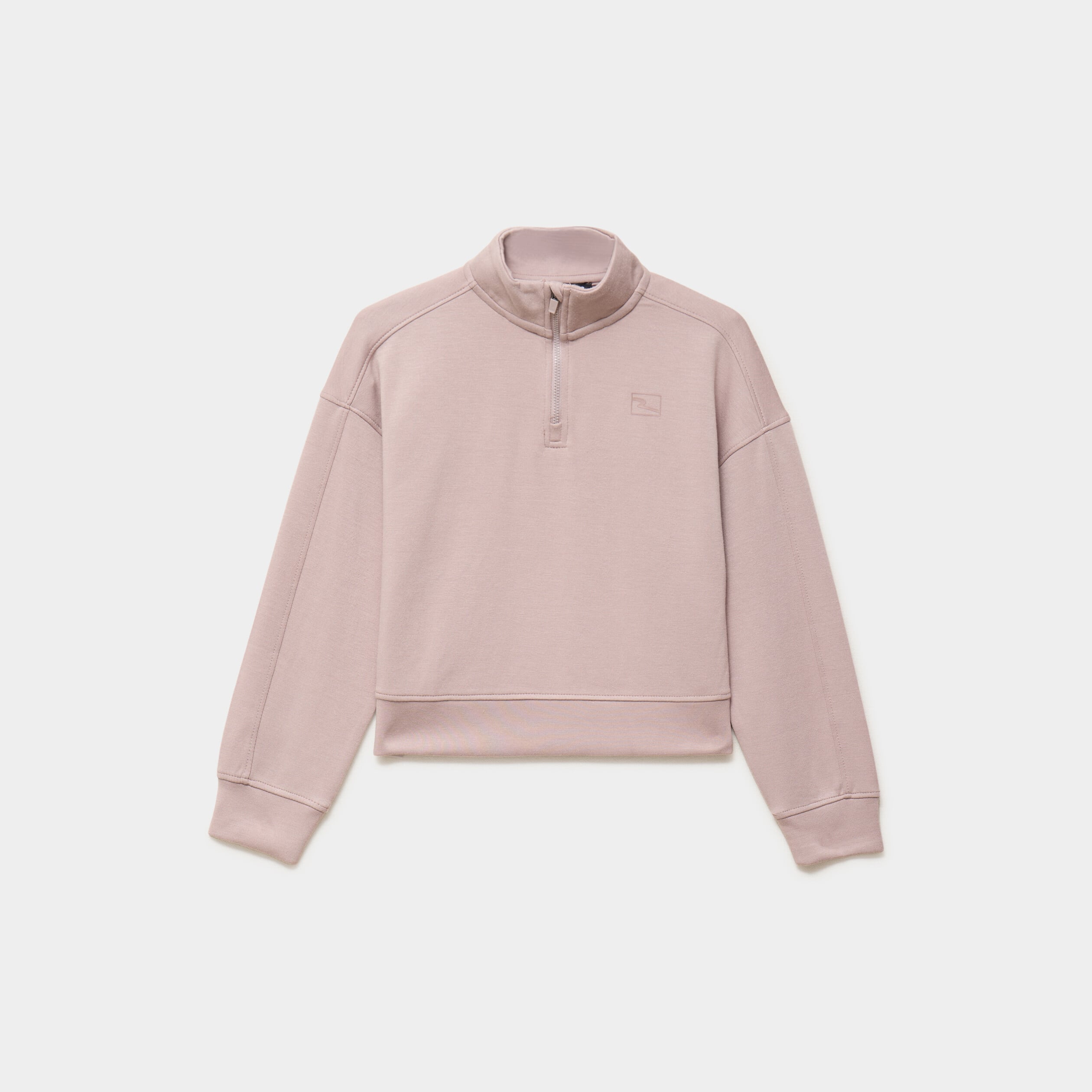 Sweat col camionneur zipp&eacute; marron clair fille
