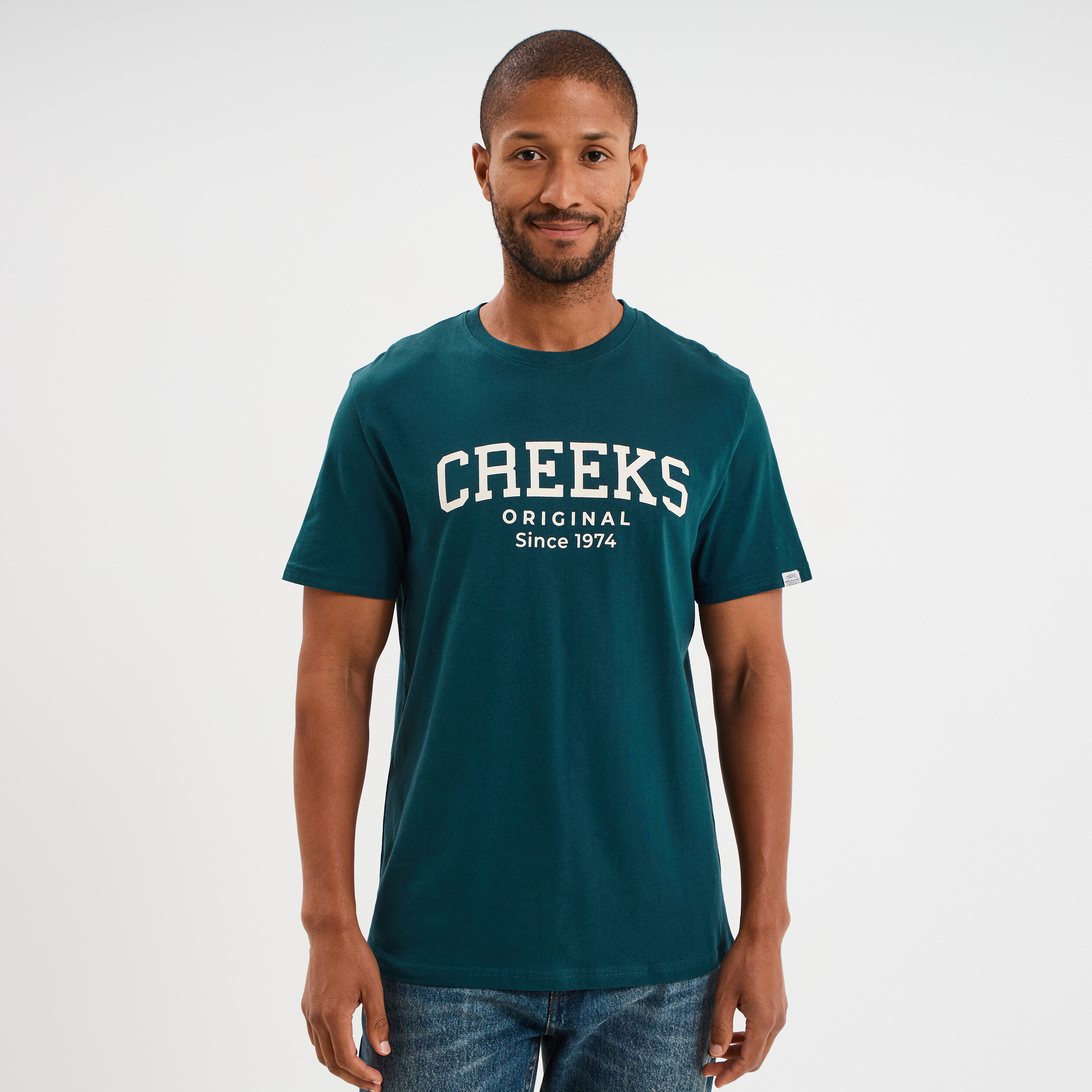 t shirt droit manches courtes coton bleu canard homme T-shirt droit manches courtes coton bleu canard homme