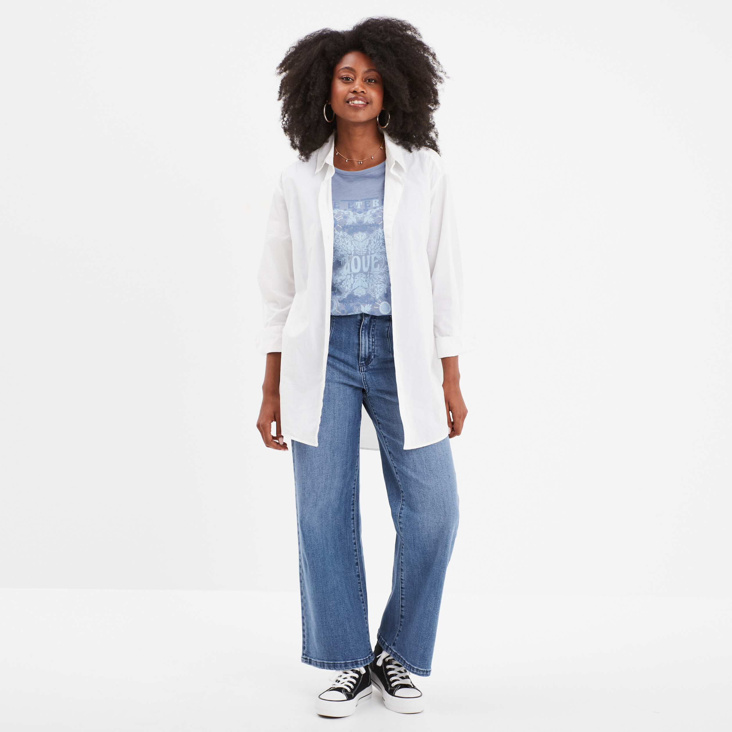 t shirt col rond manches courtes creeks bleu ciel femme T-shirt col rond manches courtes Creeks bleu ciel femme