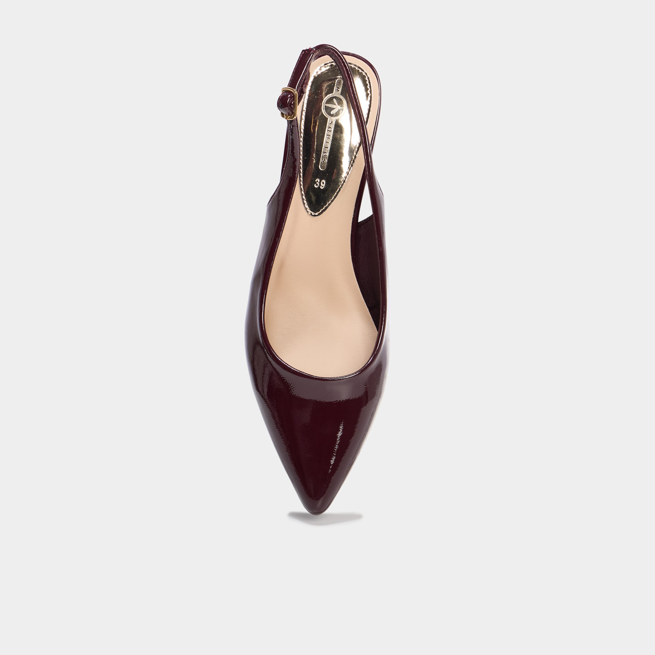 Escarpins vernis &agrave; talons bordeaux femme