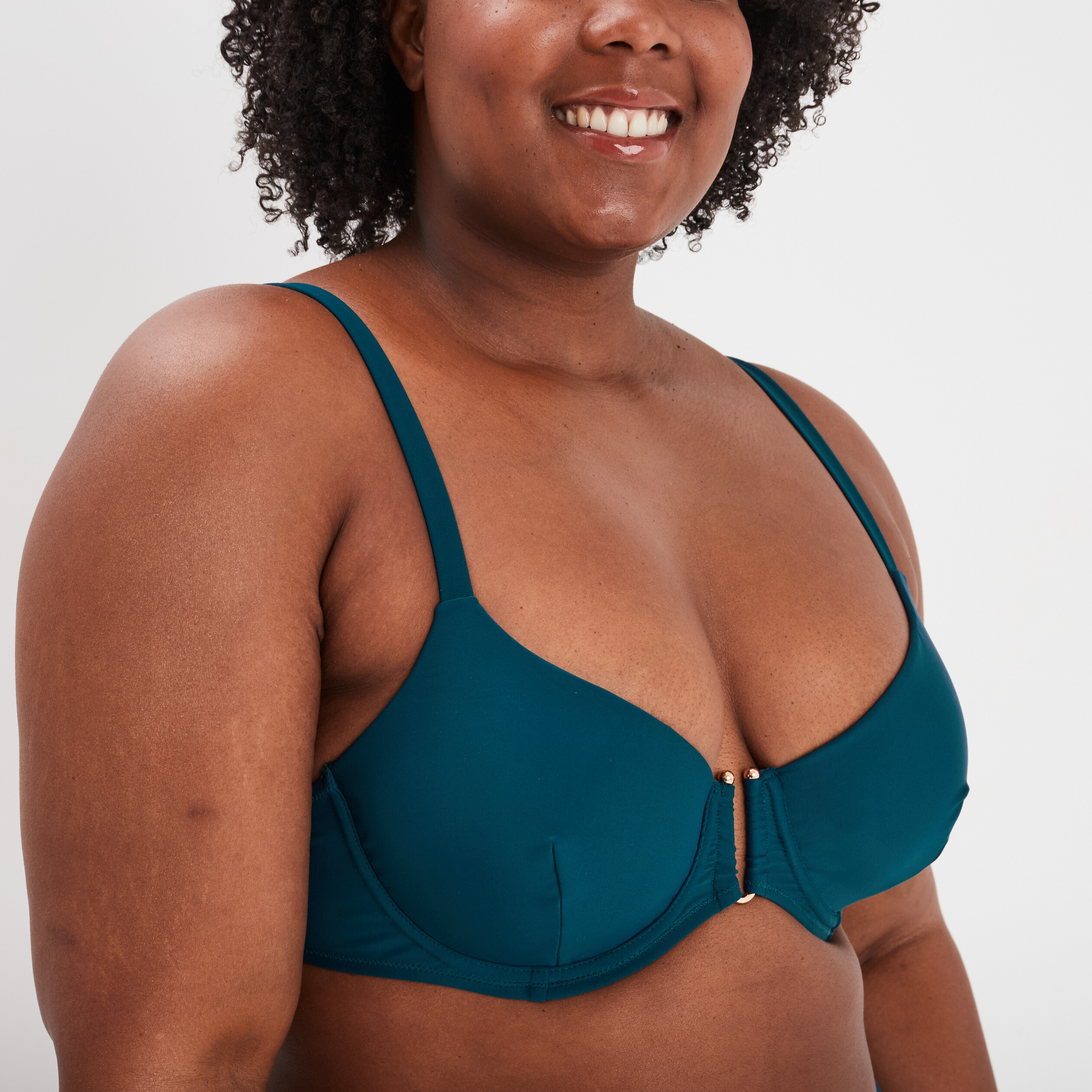 Haut de maillot de bain forme corbeille bleu canard femme grande taille