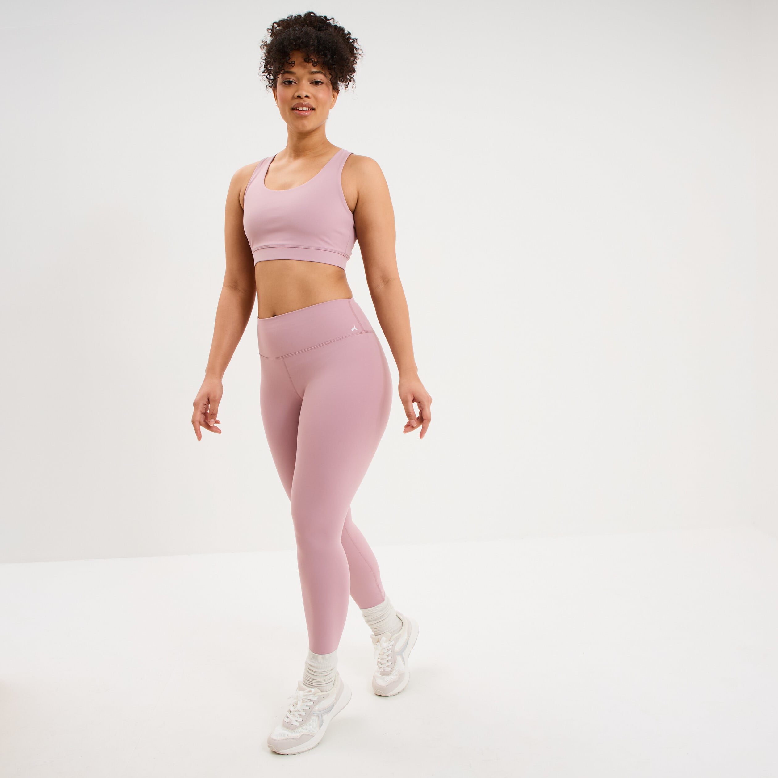 Legging de sport gainant taille haute mauve femme