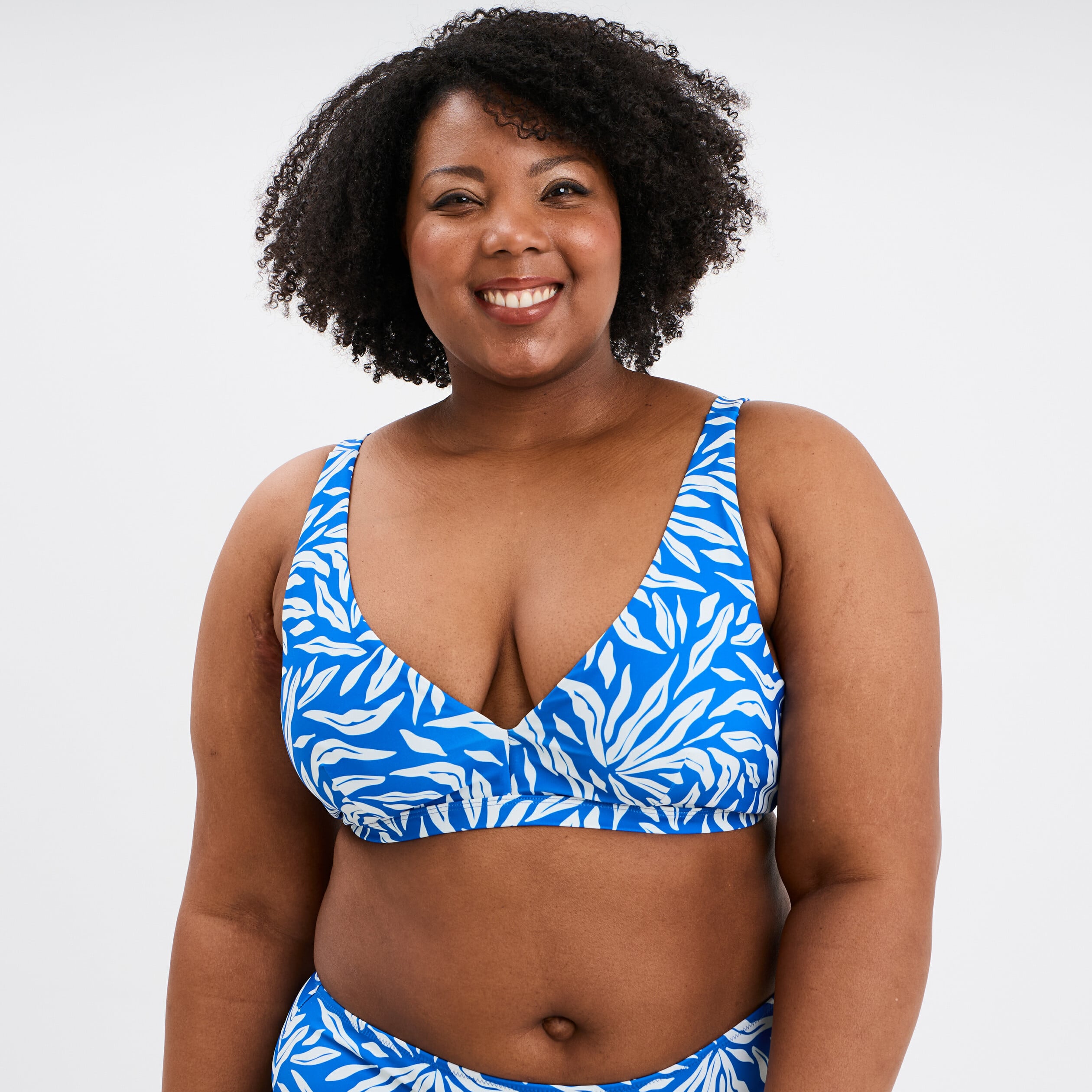 Haut de maillot de bain triangle bleu femme grande taille