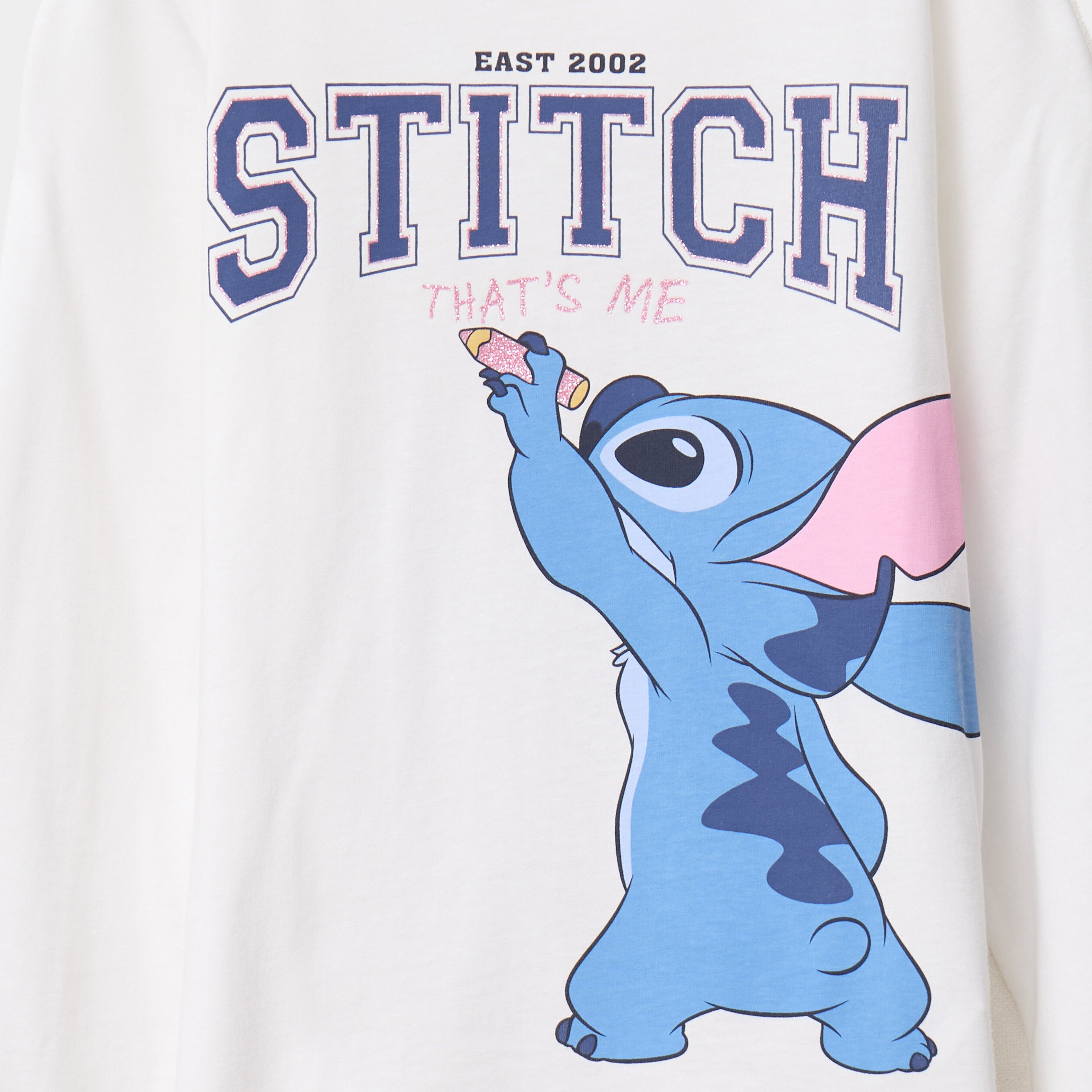 t shirt manches longues coton stitch ivoire fille T-shirt manches longues coton Stitch ivoire fille