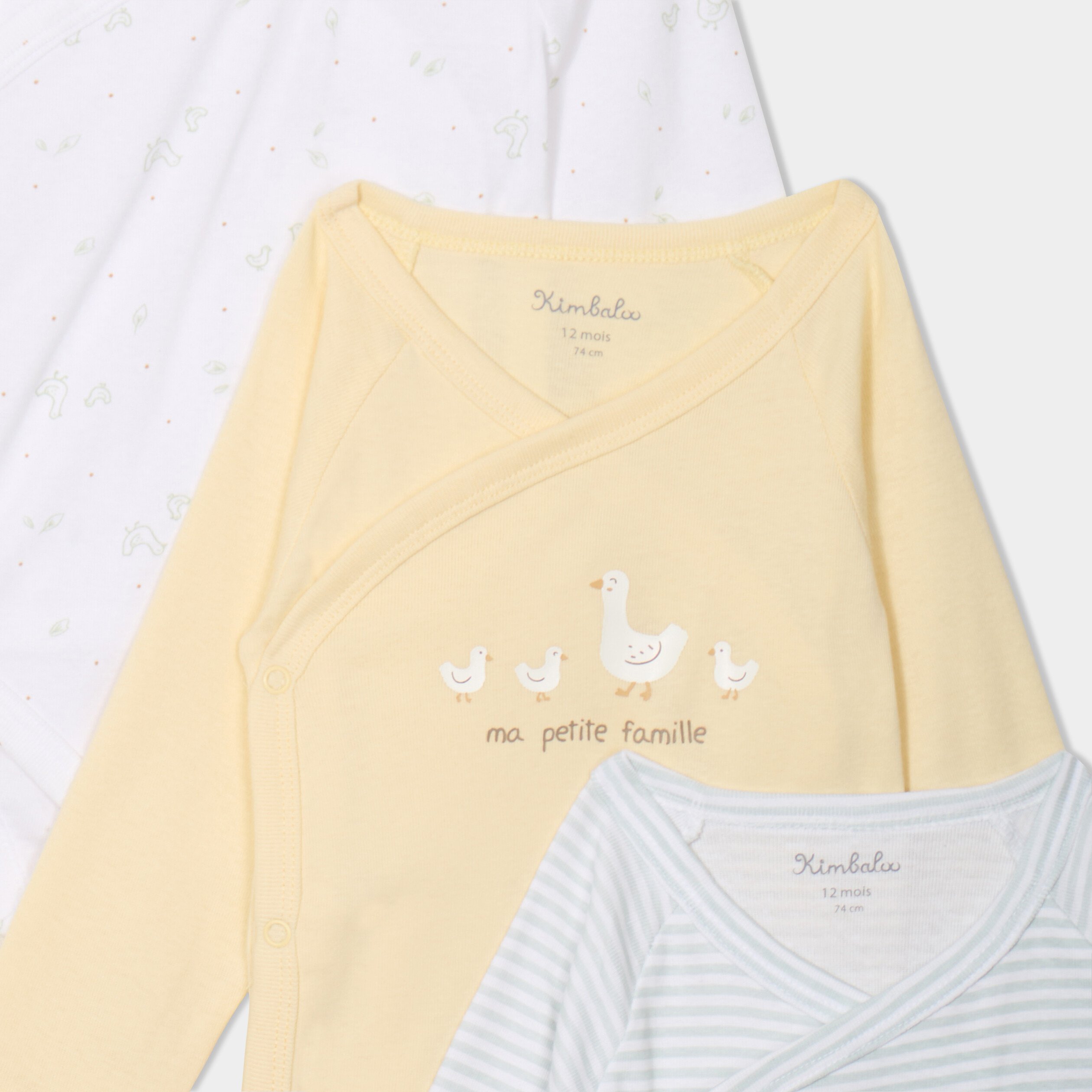 lot 3 bodies croises manches longues jaune clair bebe Lot 3 bodies croisés manches longues jaune clair bébé