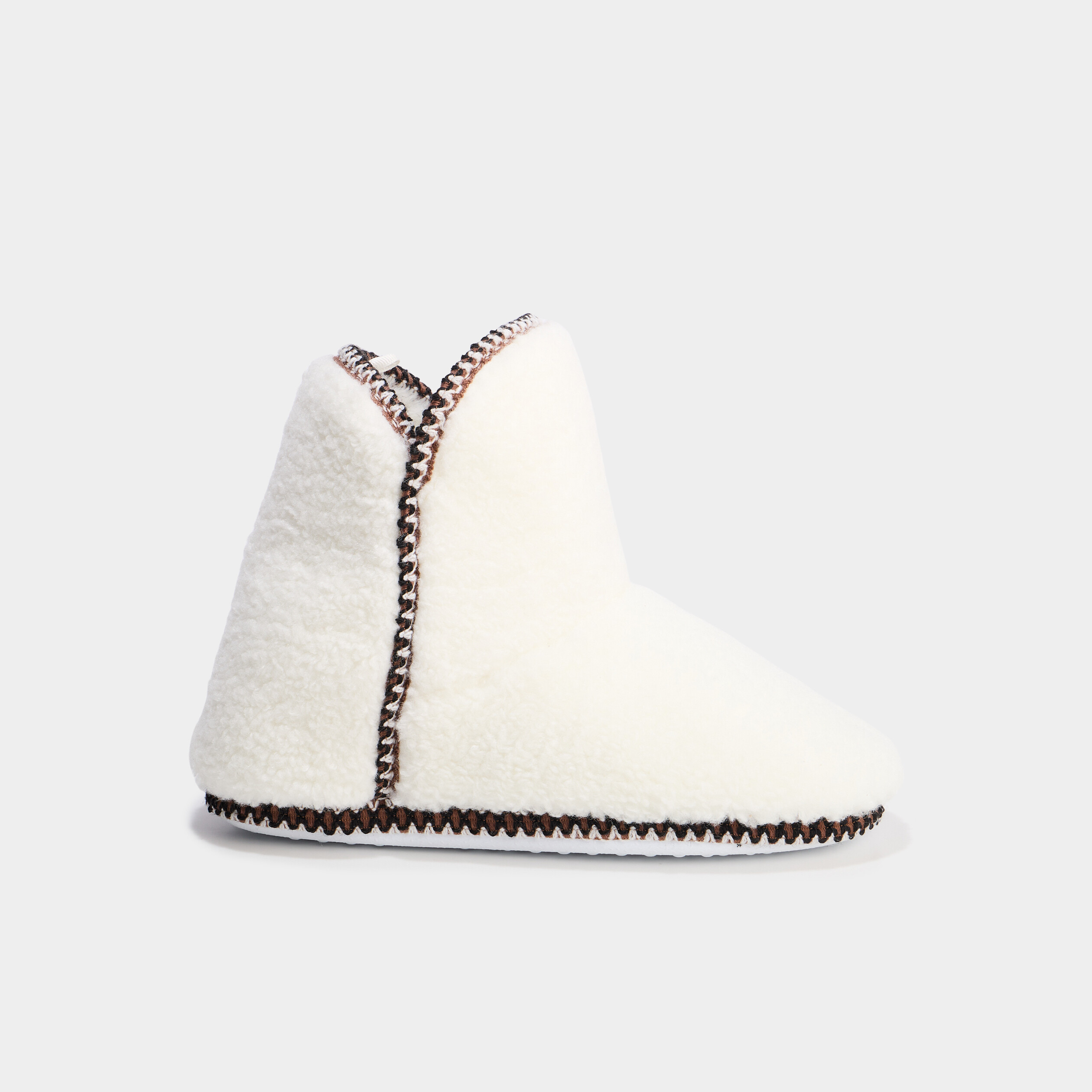 Chaussons bottines effet polaire blanc femme