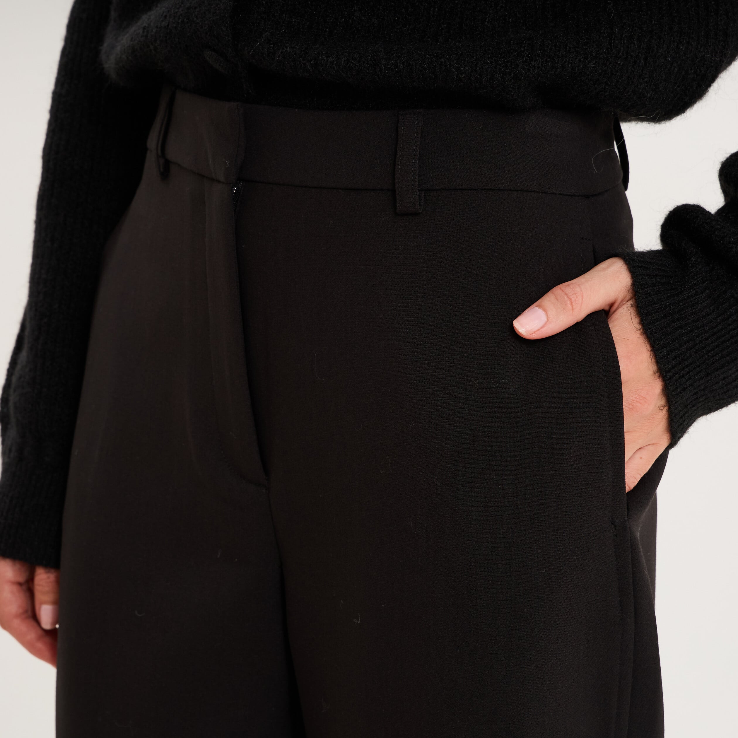 Pantalon barrel taille haute 7/8&egrave;me noir femme
