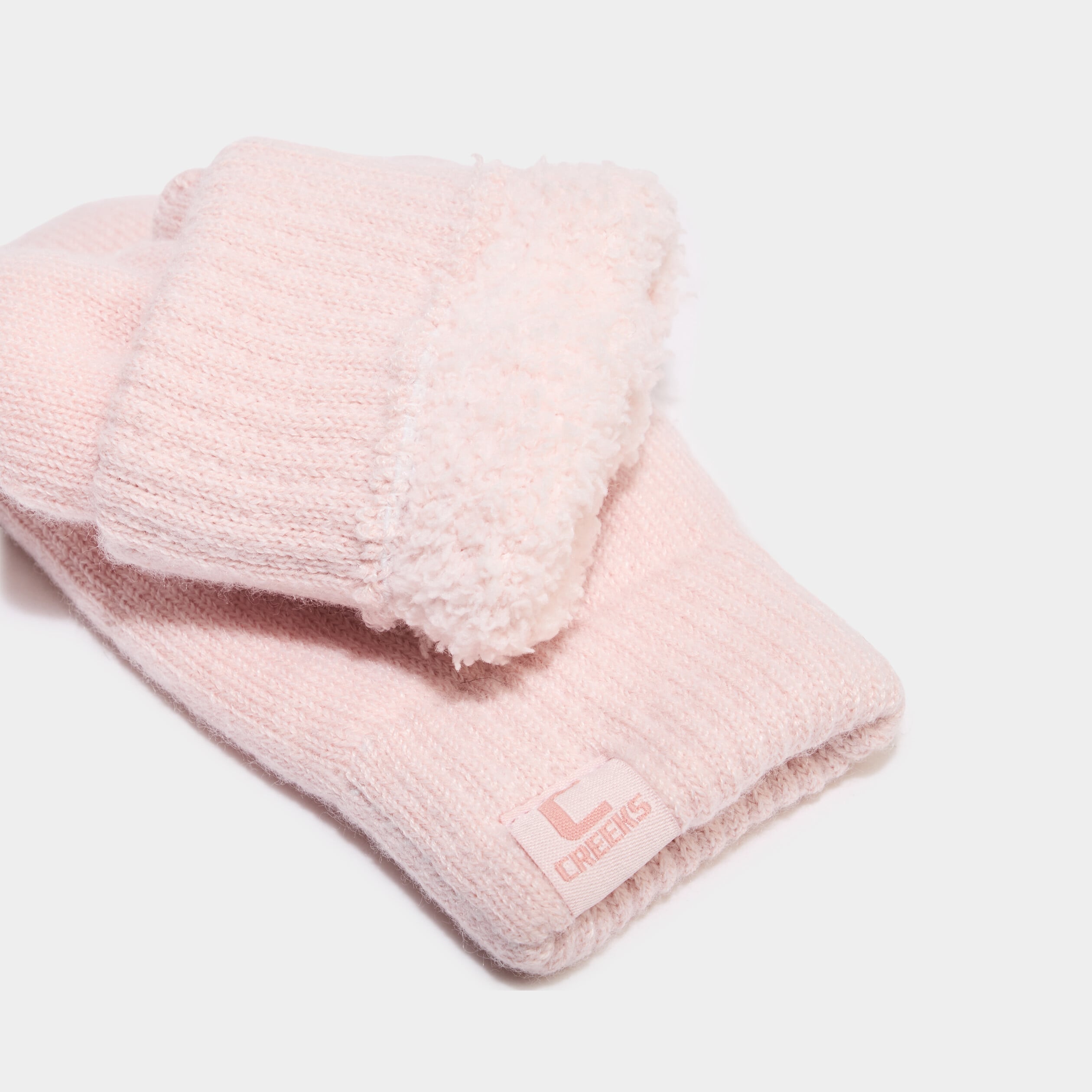Mouffles doubl&eacute;es rose clair fille