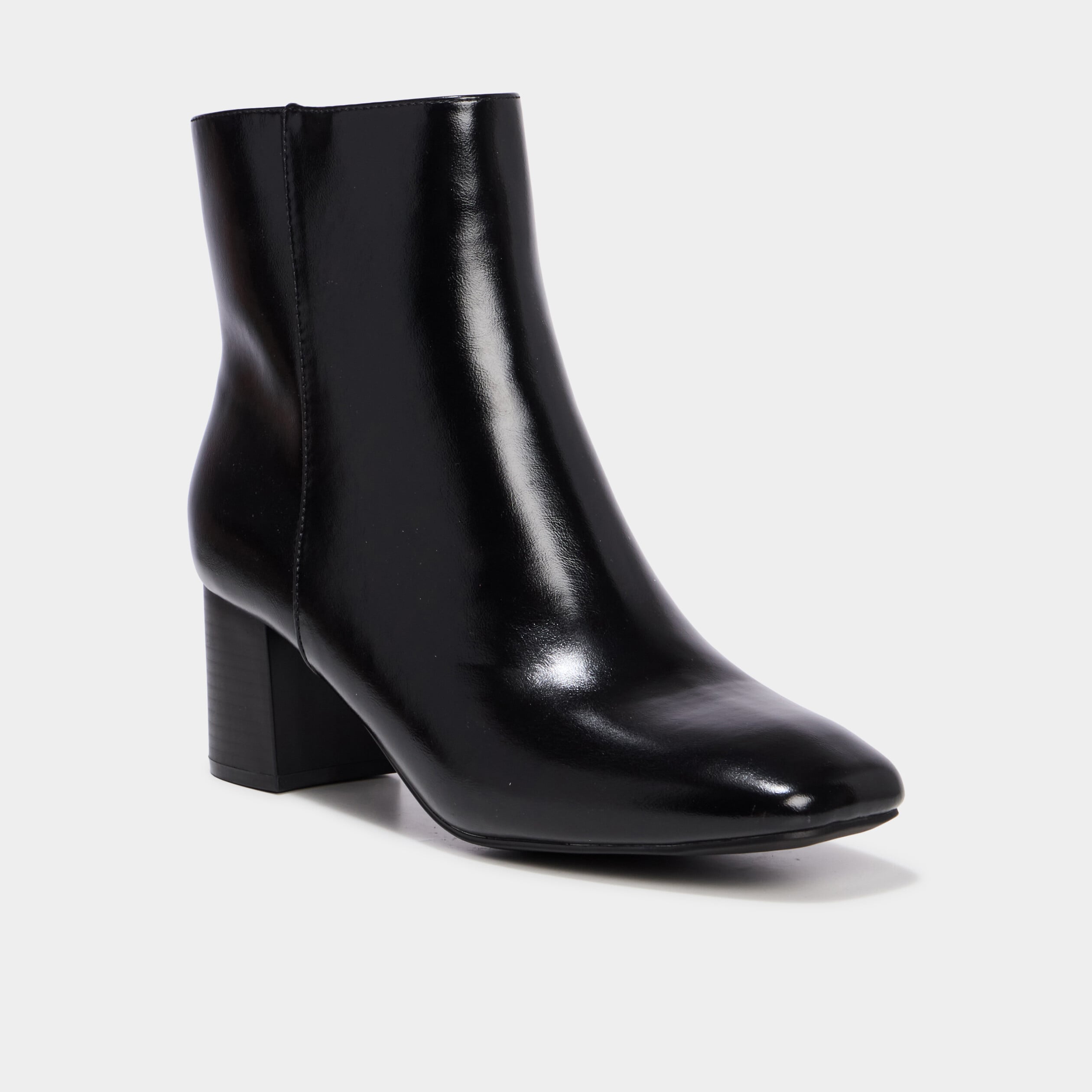 Bottines talon bloc lisses noir femme