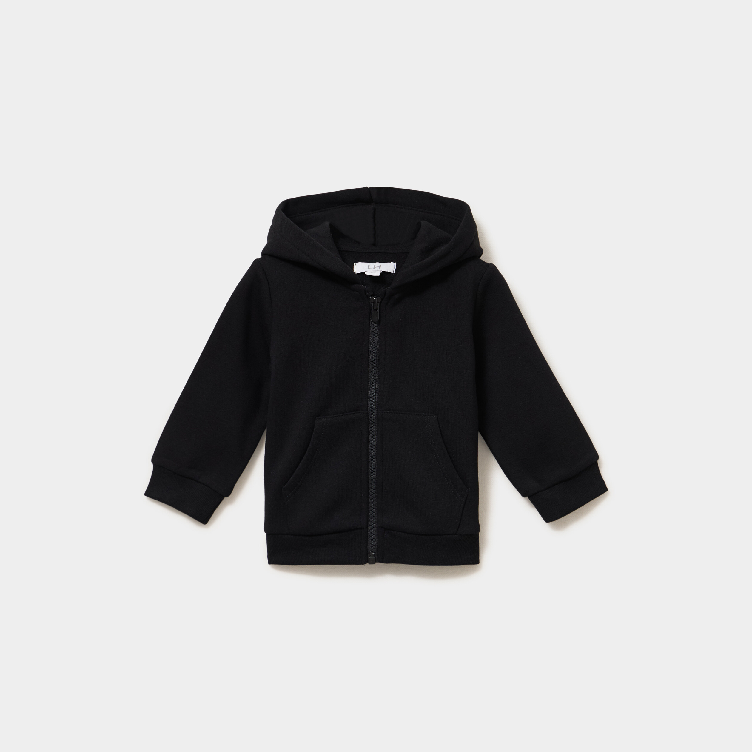 Sweat zipp&eacute; molletonn&eacute; &agrave; capuche noir b&eacute;b&eacute; gar&ccedil;on