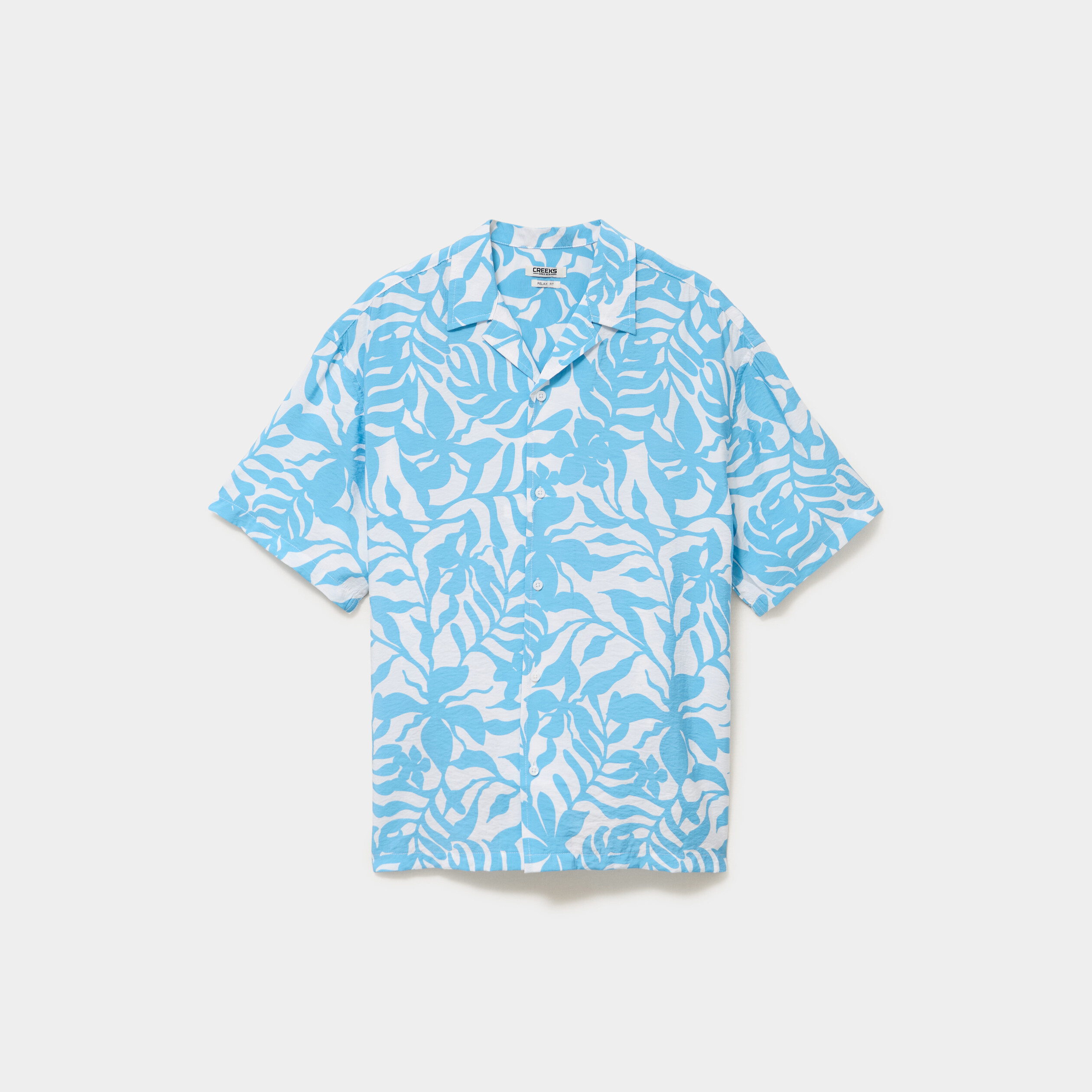 Chemise l&eacute;g&egrave;re textur&eacute;e manches courtes bleu turquoise homme