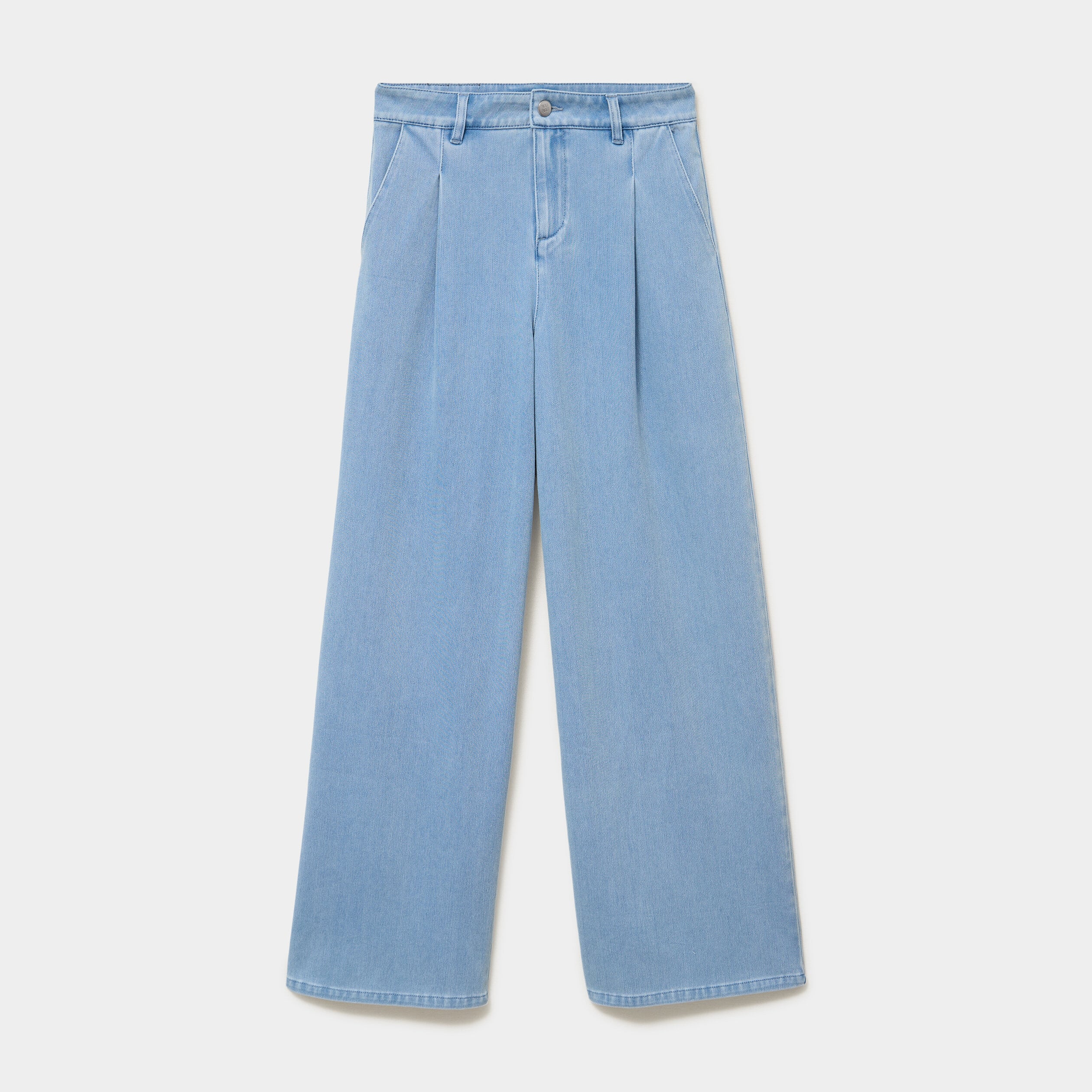 Jean large &agrave; pinces denim triple stone femme