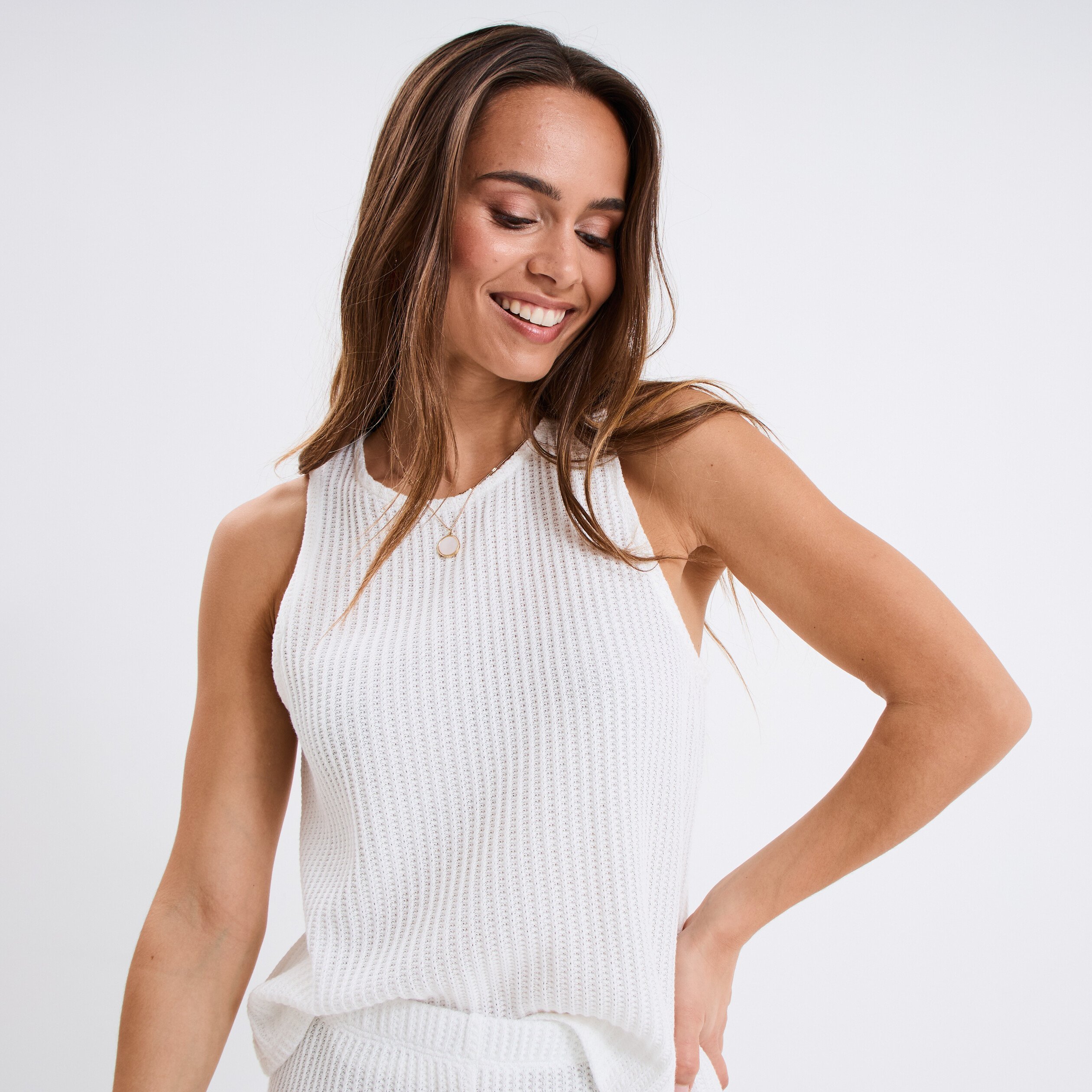 debardeur effet crochet blanc femme Débardeur effet crochet blanc femme