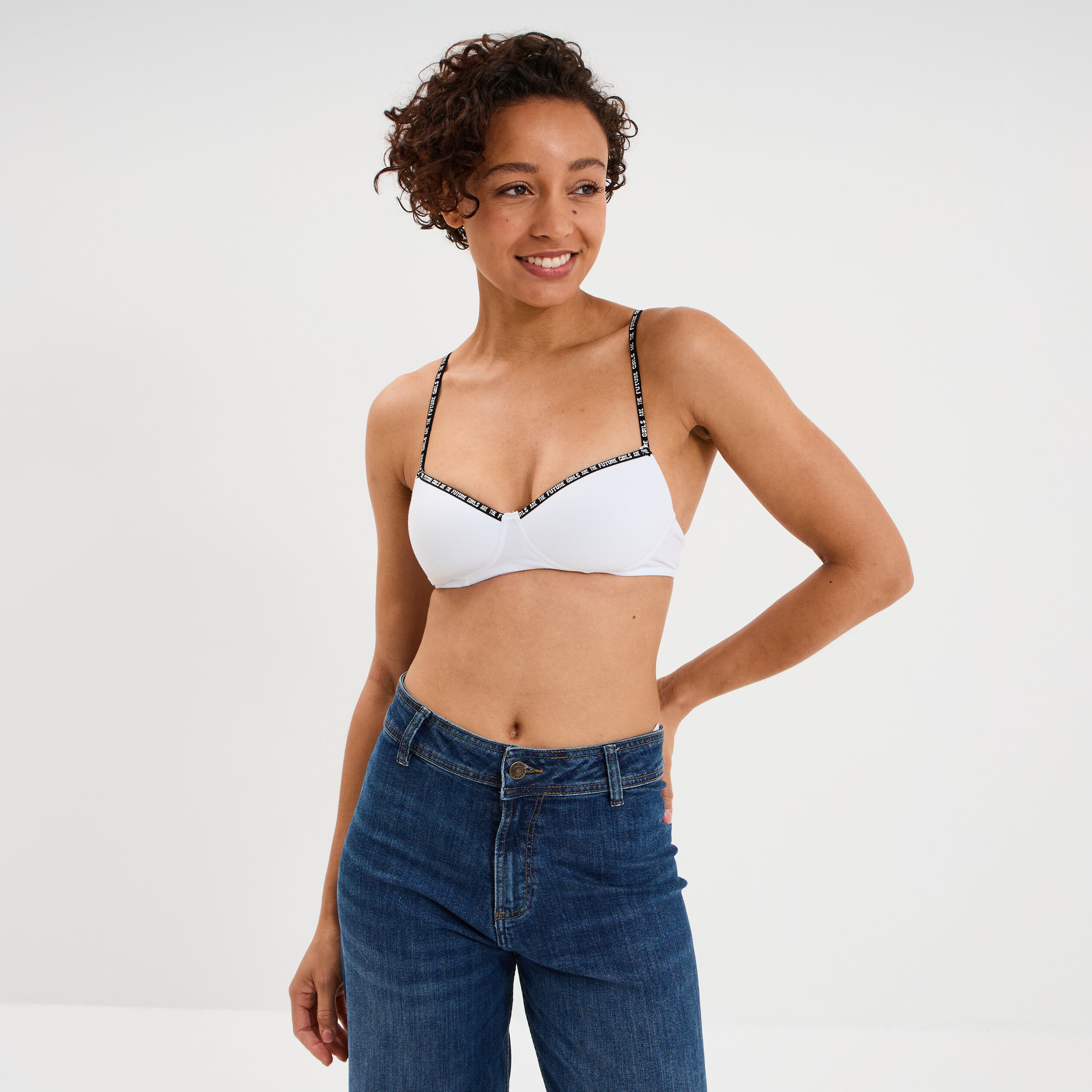 Soutien-gorge triangle padd&eacute; blanc femme