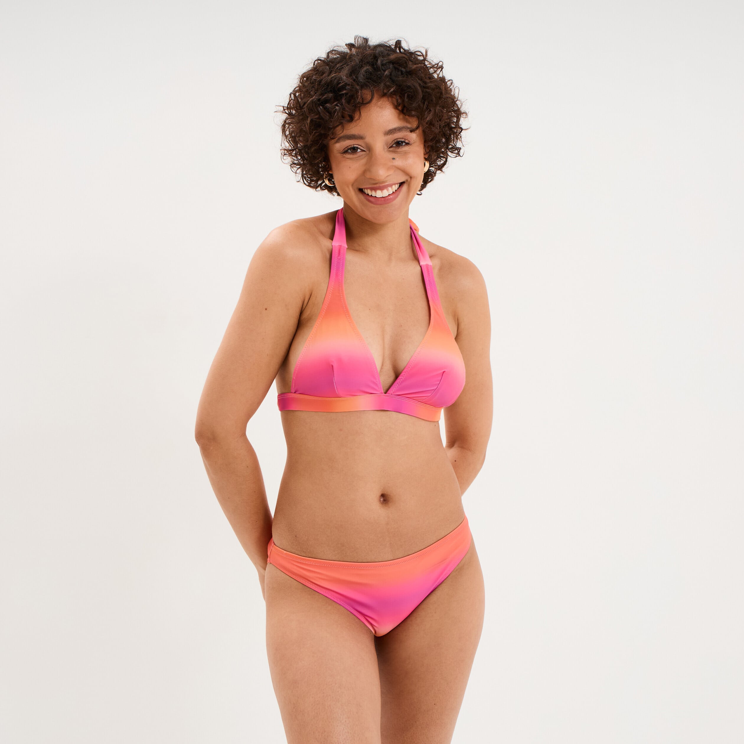 Haut de maillot de bain padd&eacute; orange femme