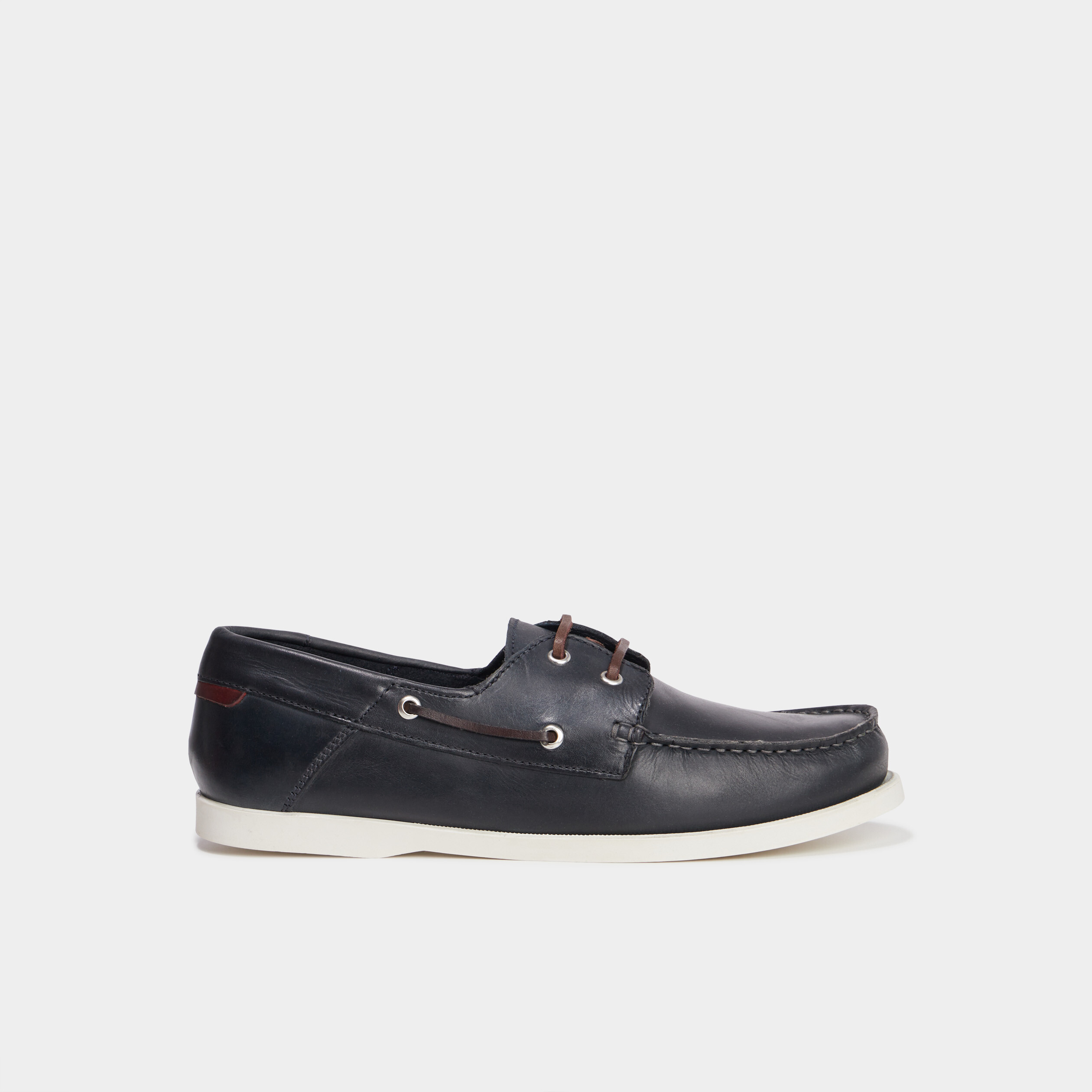 Chaussures bateau en cuir bleu marine homme