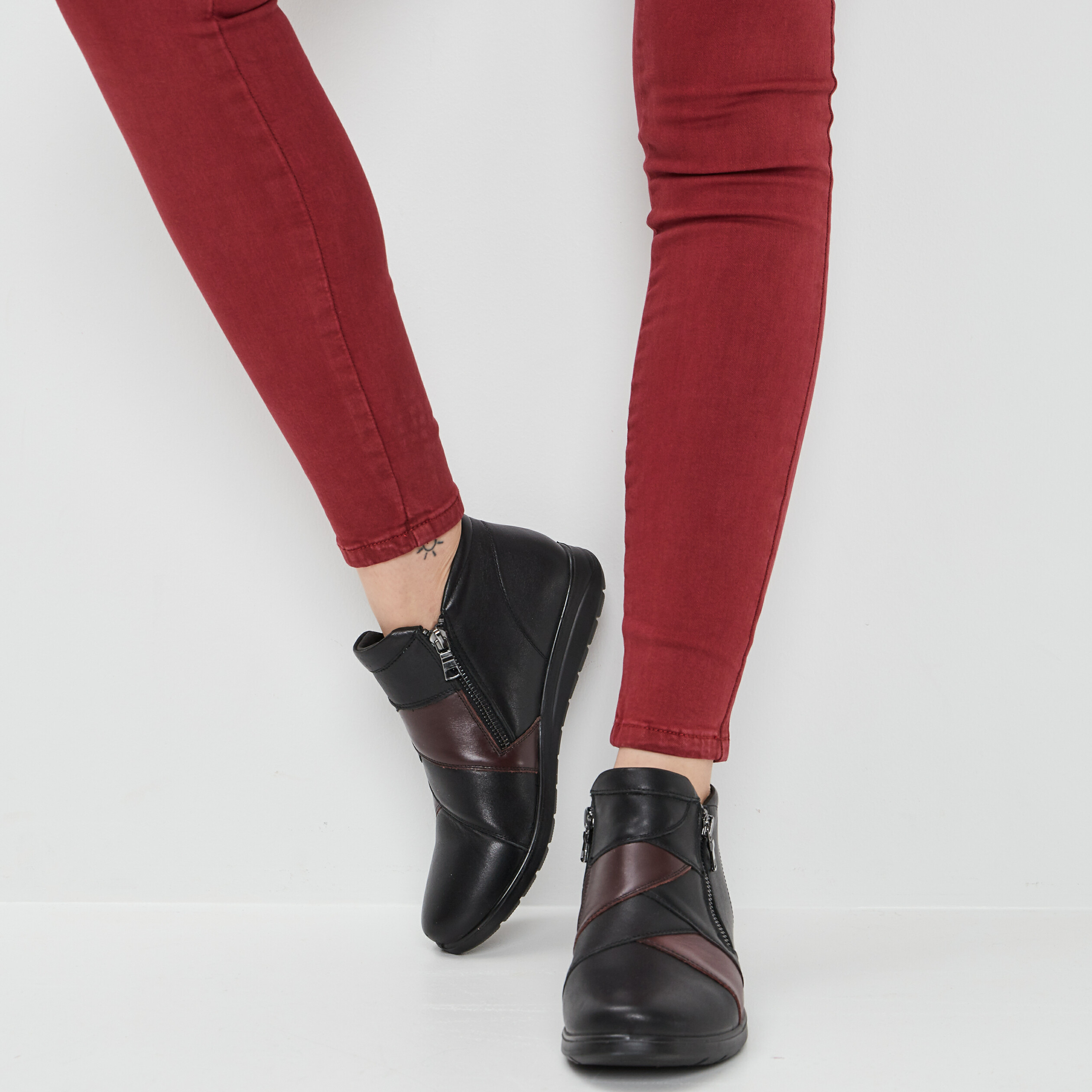 bottines en cuir zippees noir femme Bottines en cuir zippées noir femme