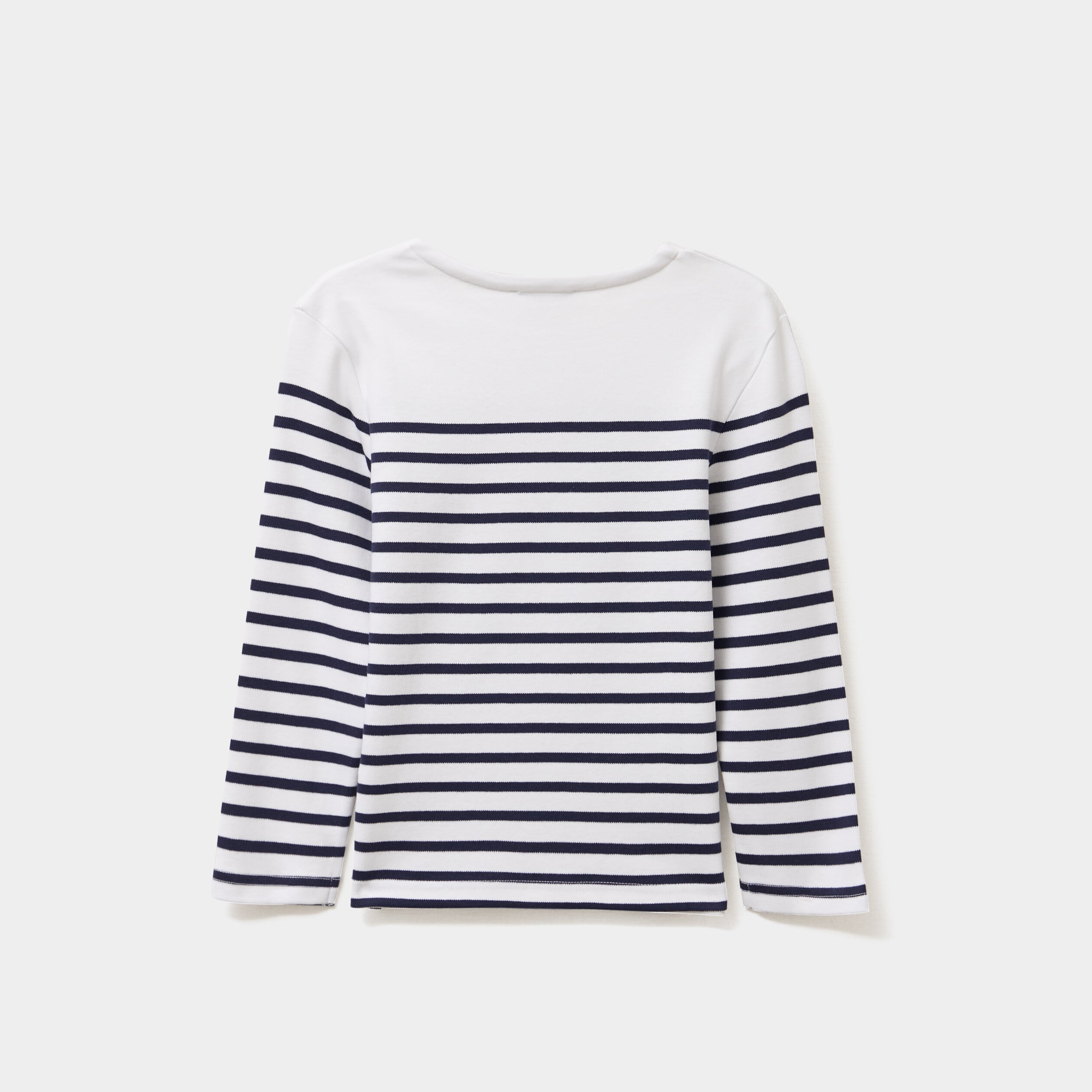 T-shirt marini&egrave;re coton manches longues blanc gar&ccedil;on
