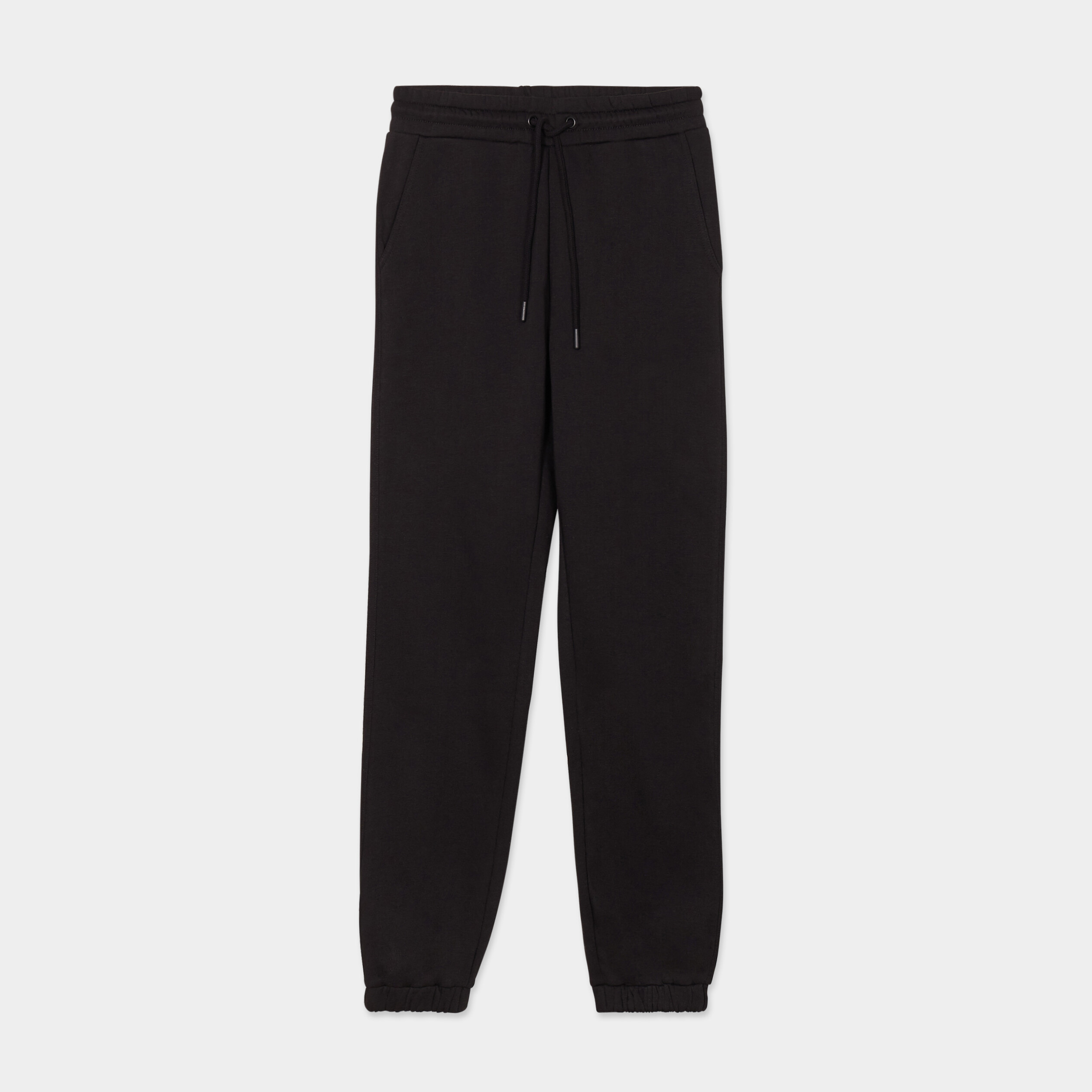 Pantalon jogging droit molleton noir femme