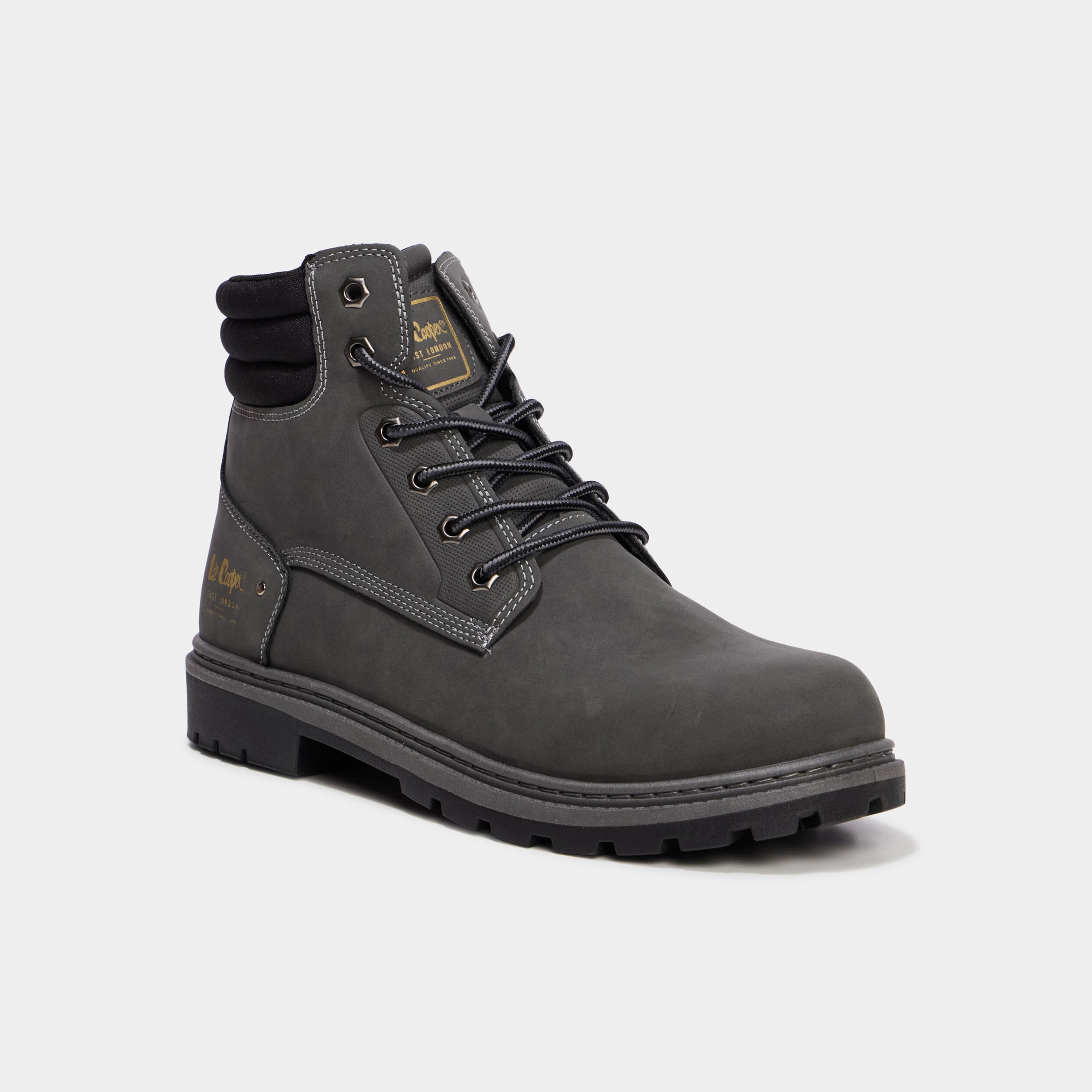 Boots &agrave; lacets avec semelle crant&eacute;e gris homme