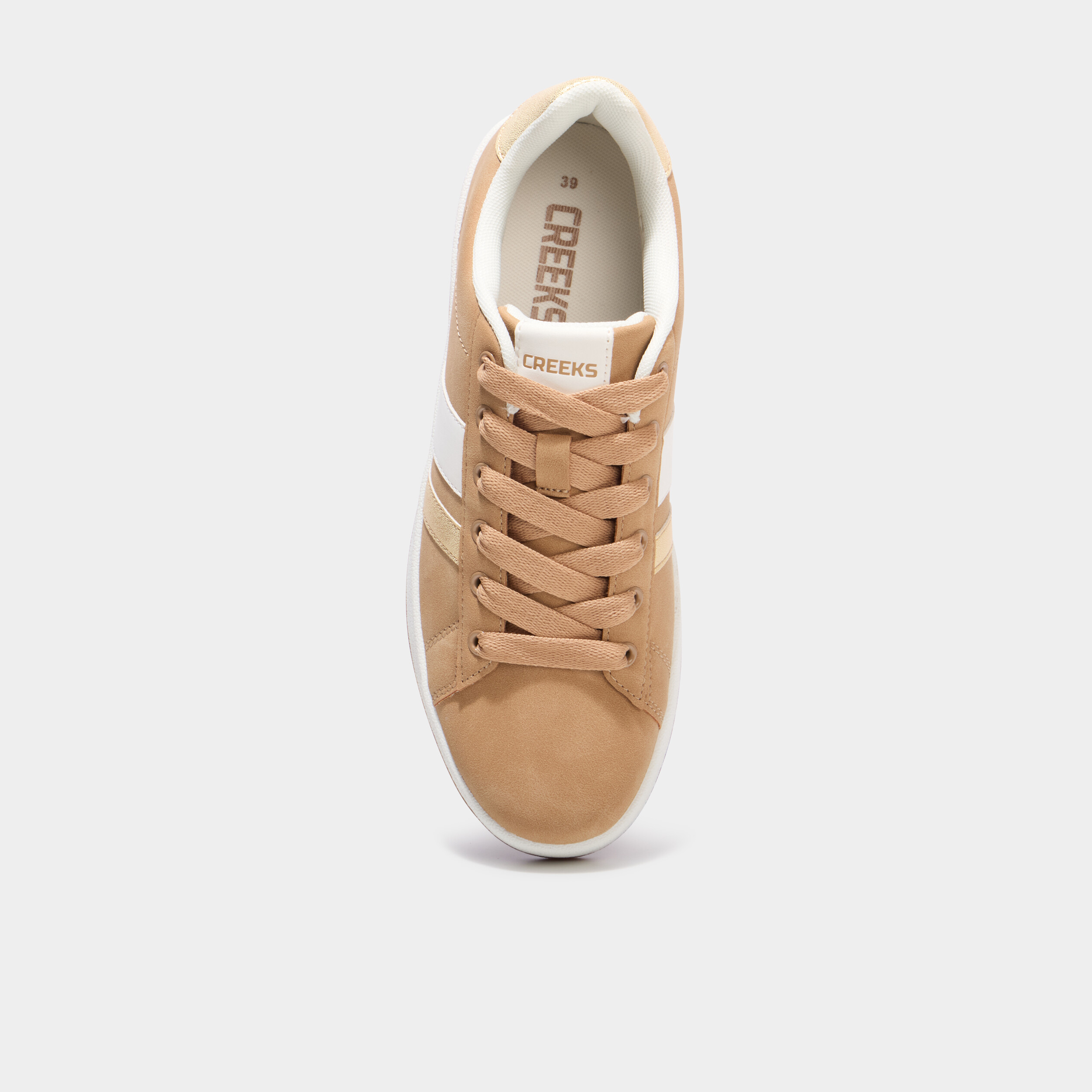 Tennis basses avec lacets sable femme