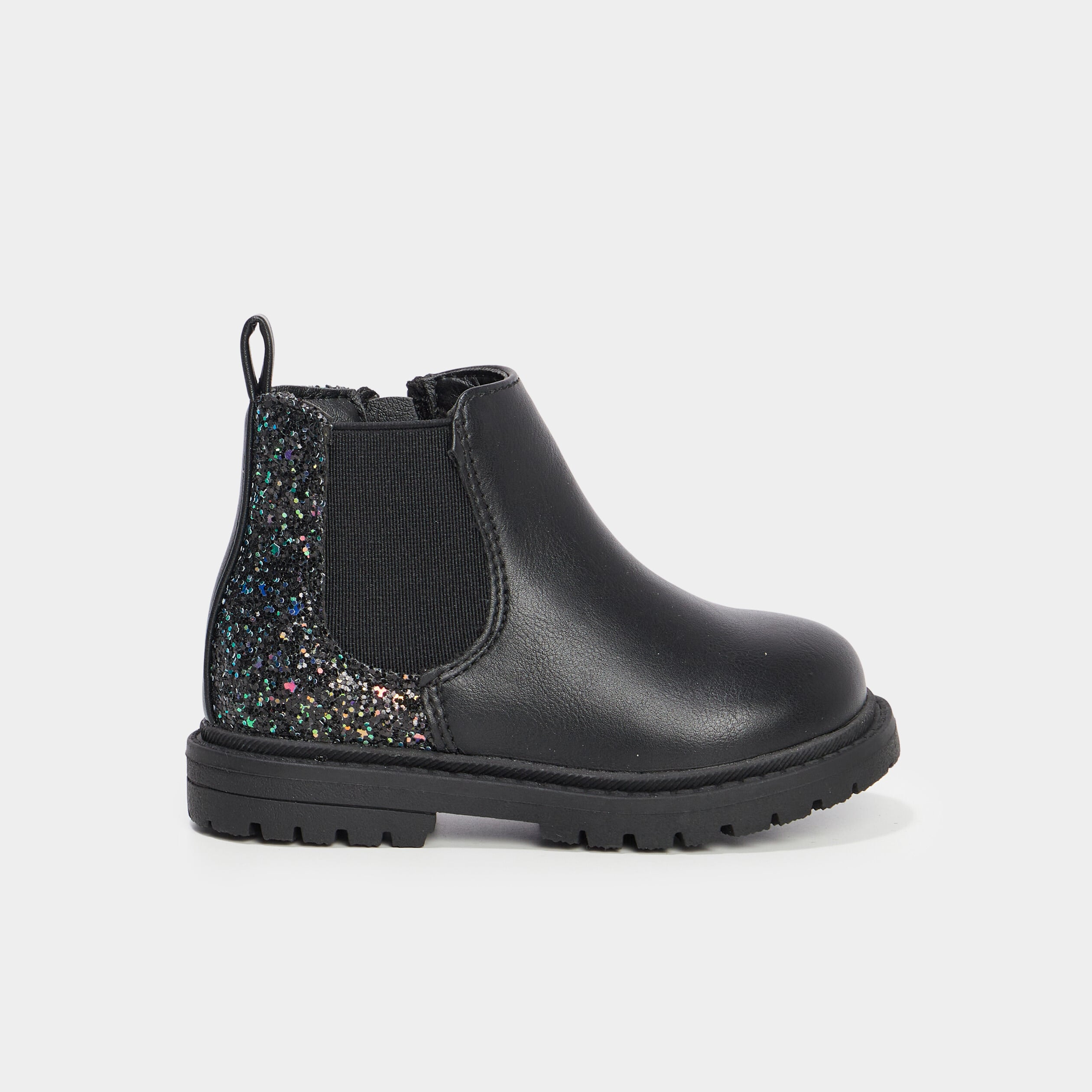 Bottines chelsea zipp&eacute;es paillettes noir b&eacute;b&eacute; fille