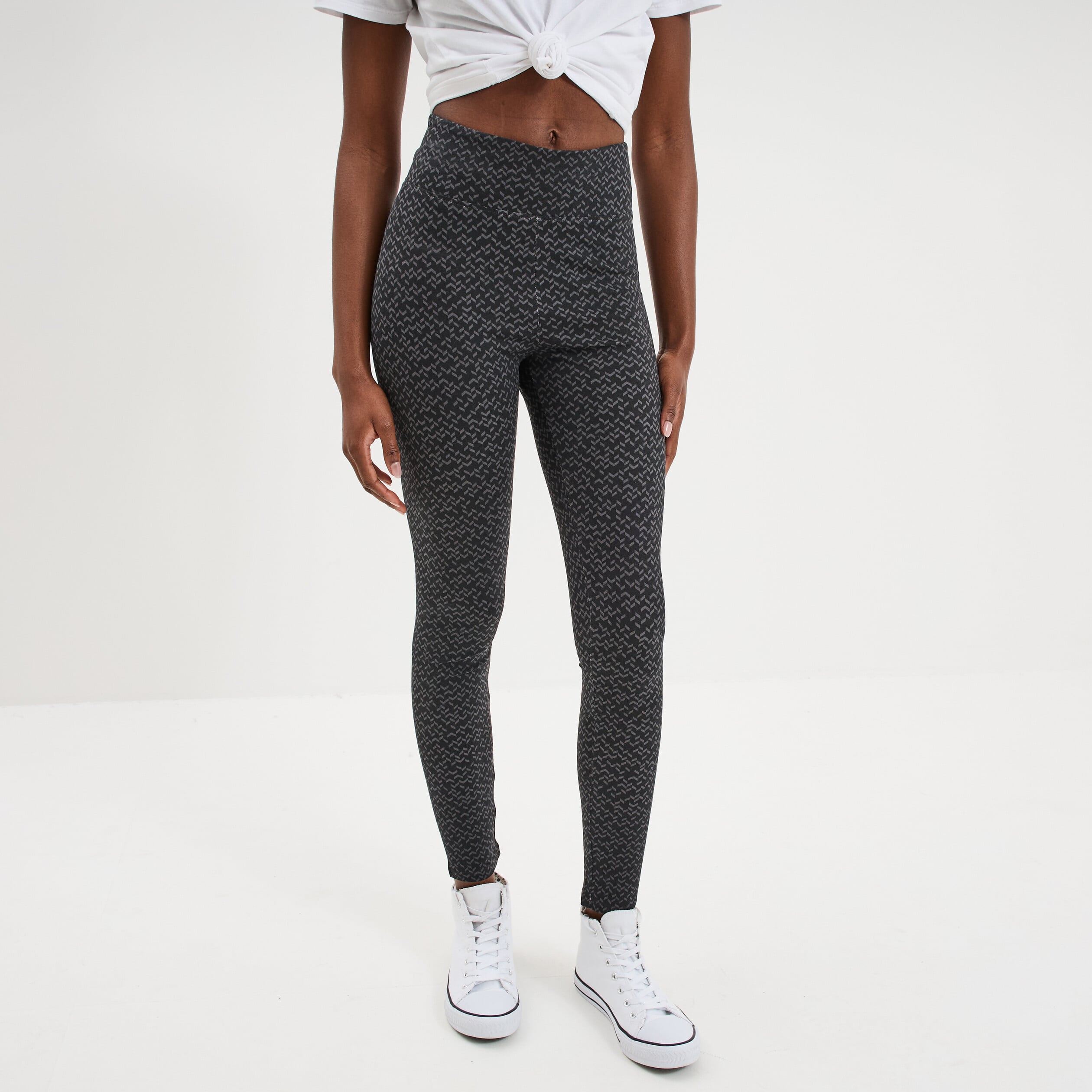 Legging taille haute coton noir femme