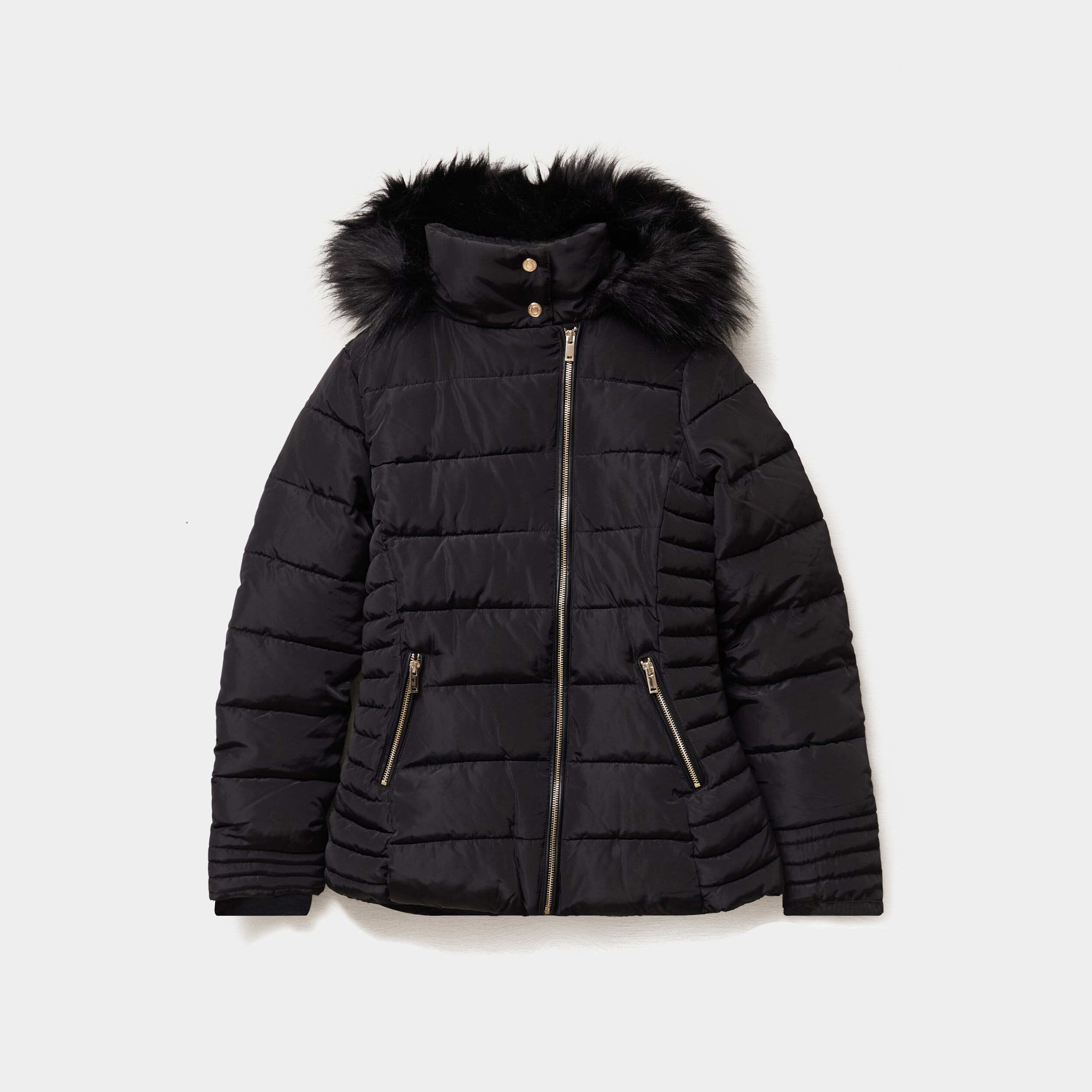 Doudoune d&eacute;perlante &agrave; capuche amovible noir femme