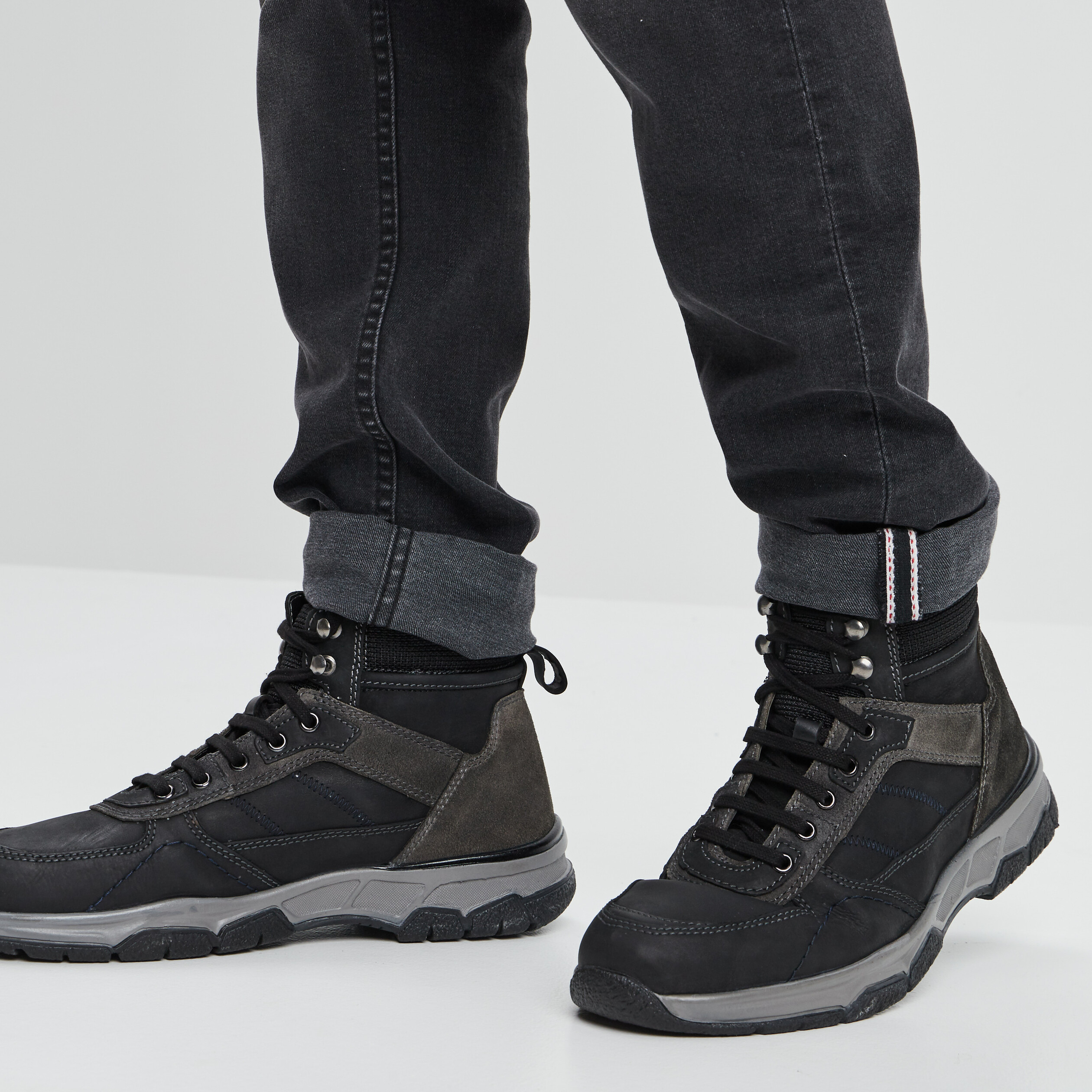 bottines a lacets en cuir noir homme Bottines à lacets en cuir noir homme