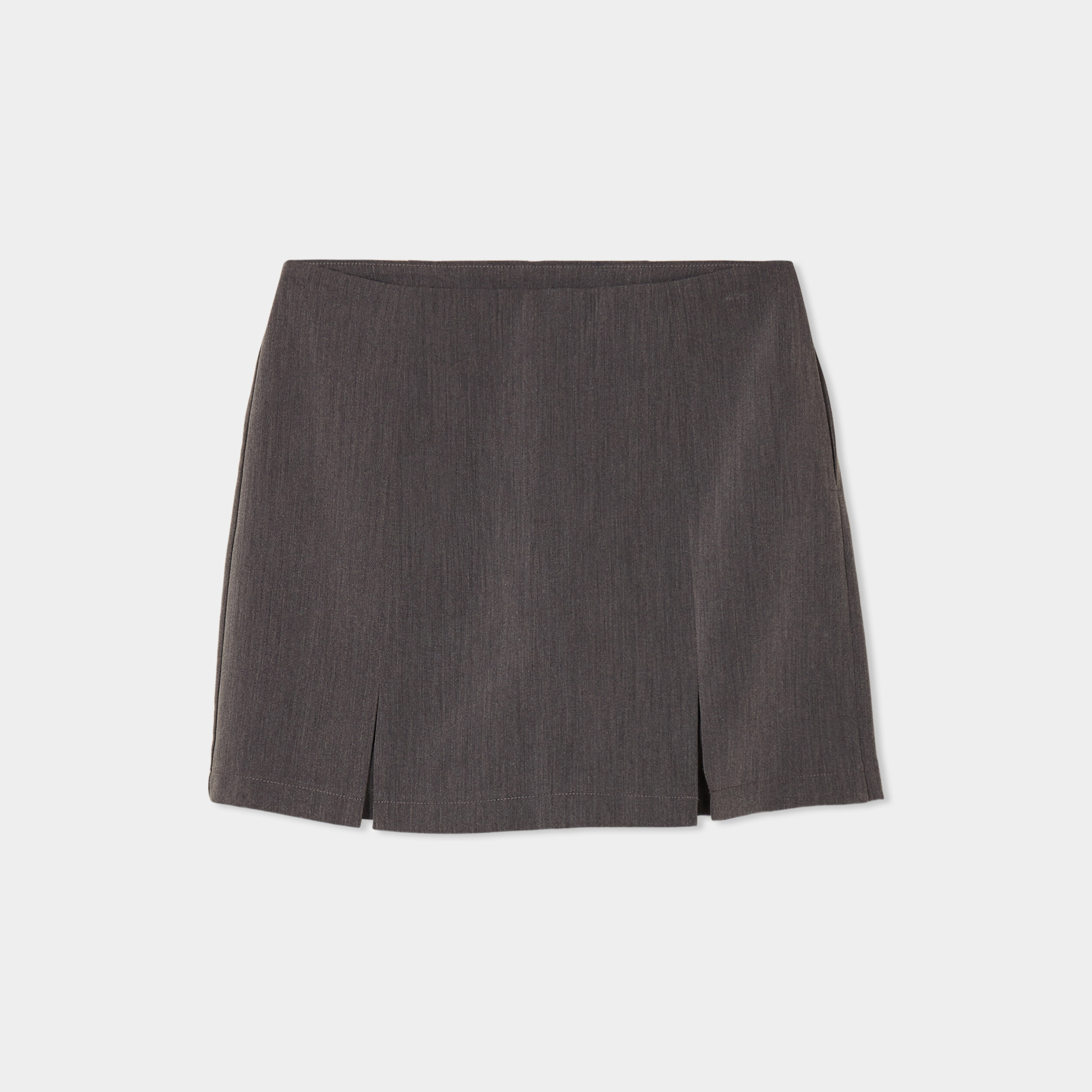 jupe short courte droite zippee gris fonce femme Jupe-short courte droite zippée gris foncé femme