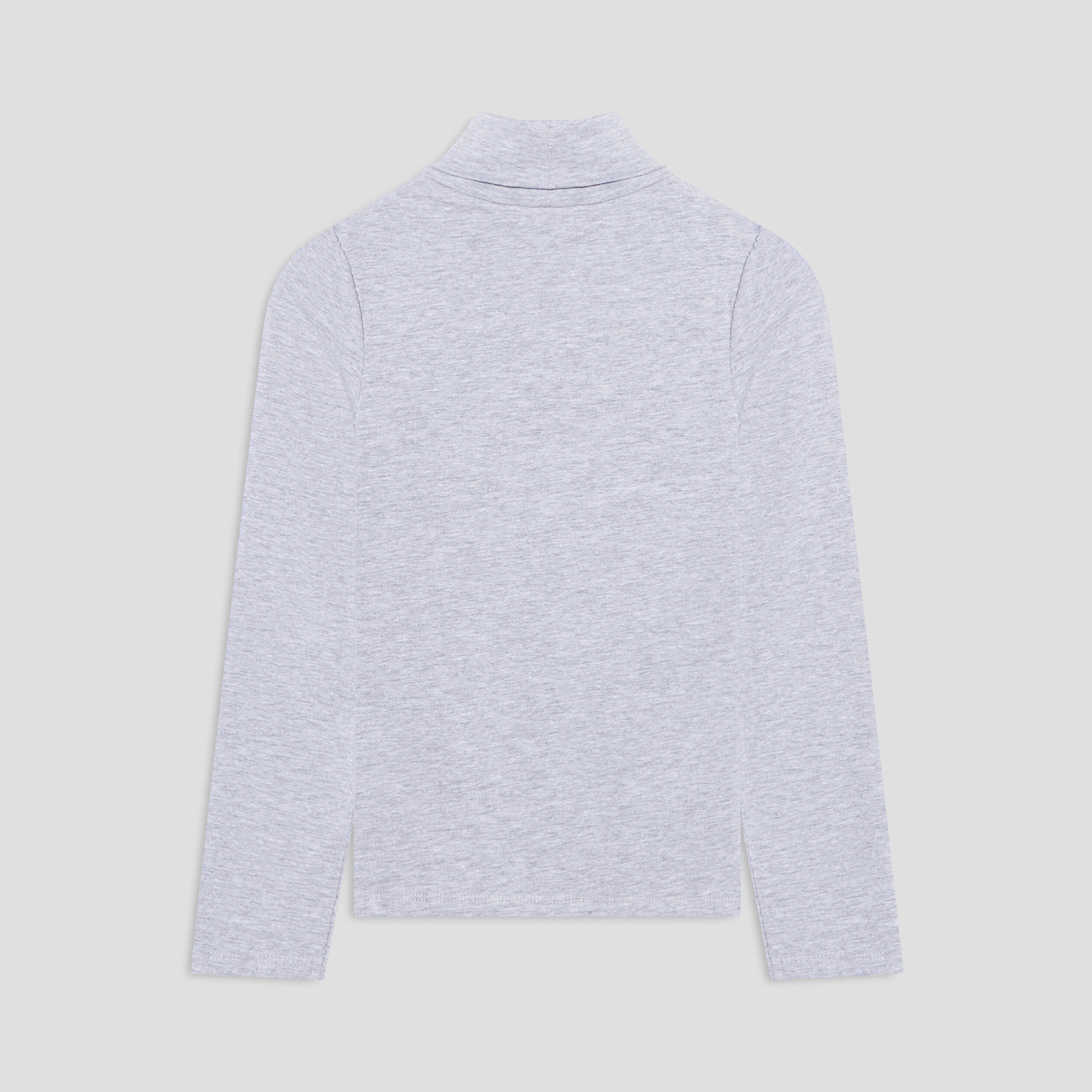 t shirt col roule manches longues coton gris fille T-shirt col roulé manches longues coton gris fille