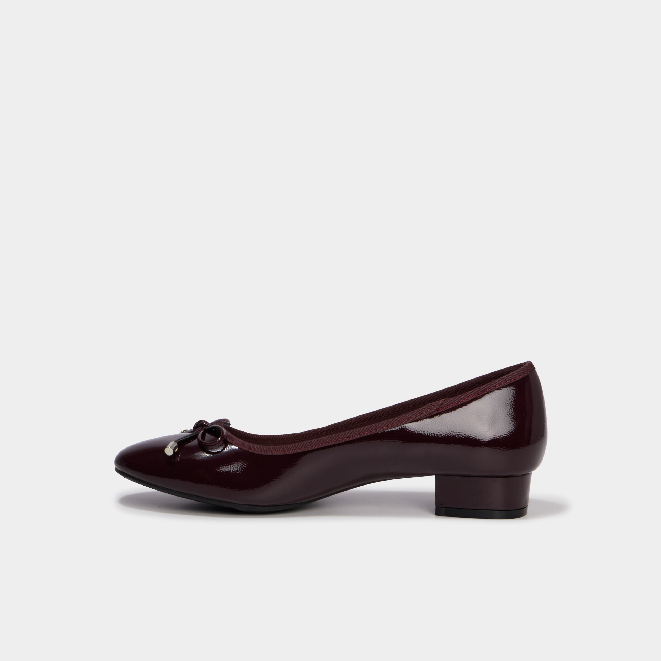 Ballerines &agrave; talons vernies bordeaux femme