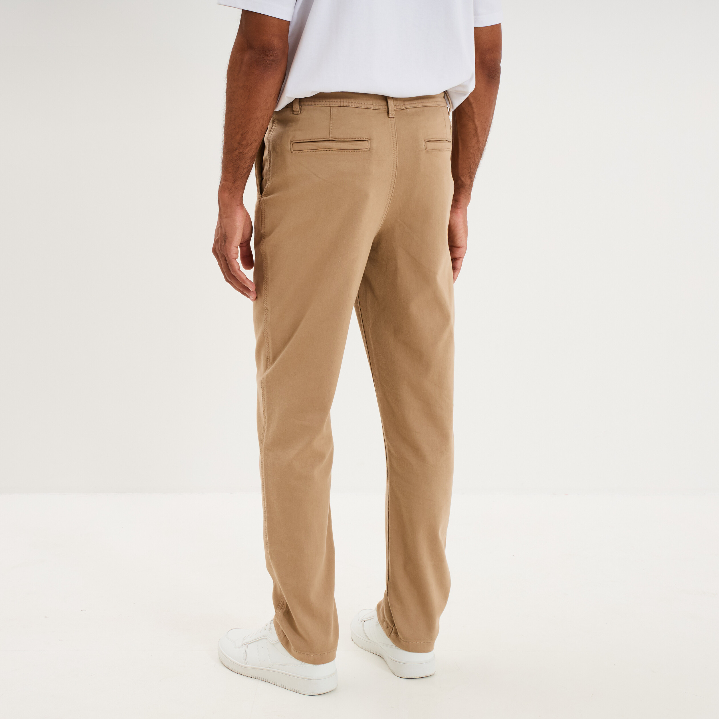 Pantalon chino droit confort beige homme