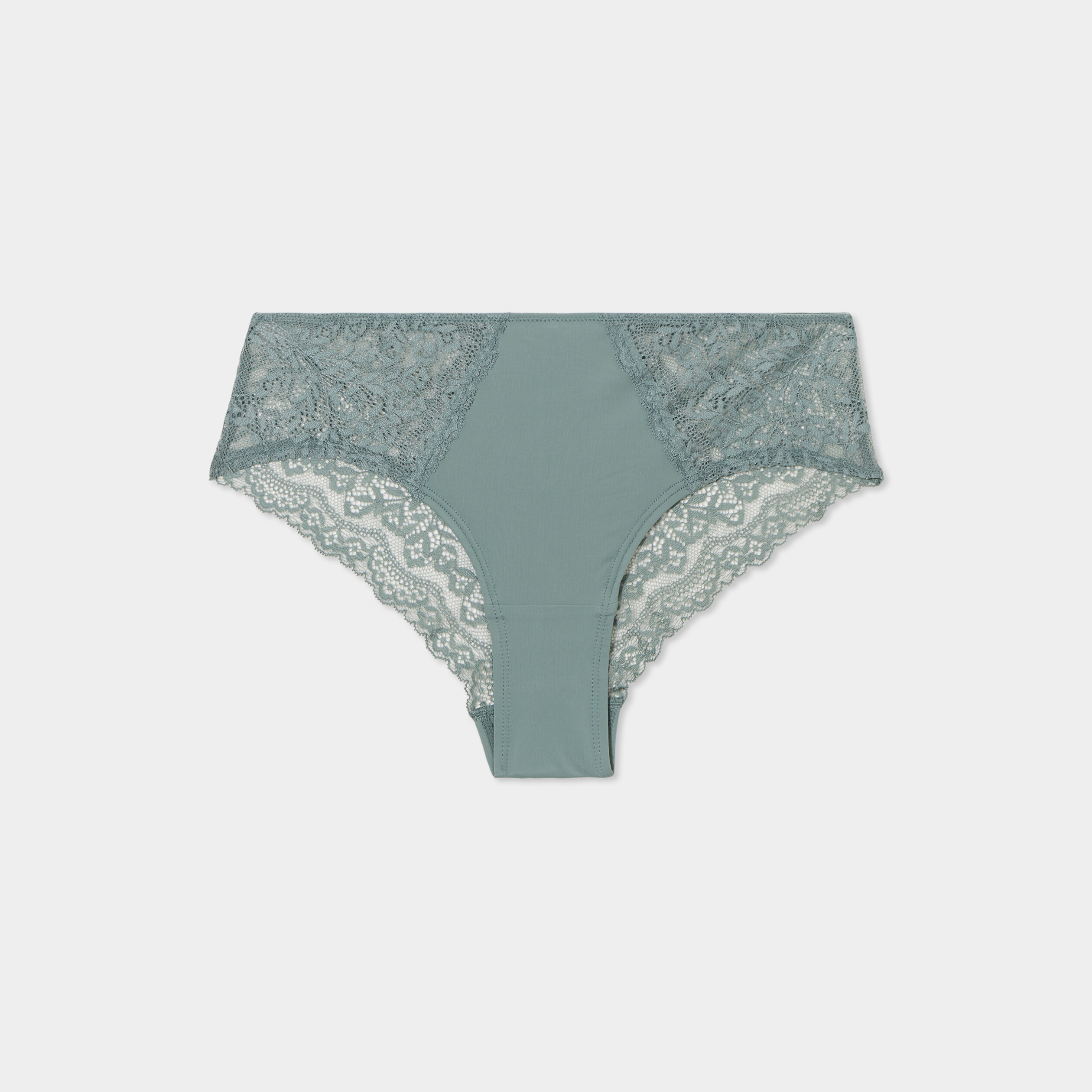 Shorty avec micro dentelle vert kaki femme