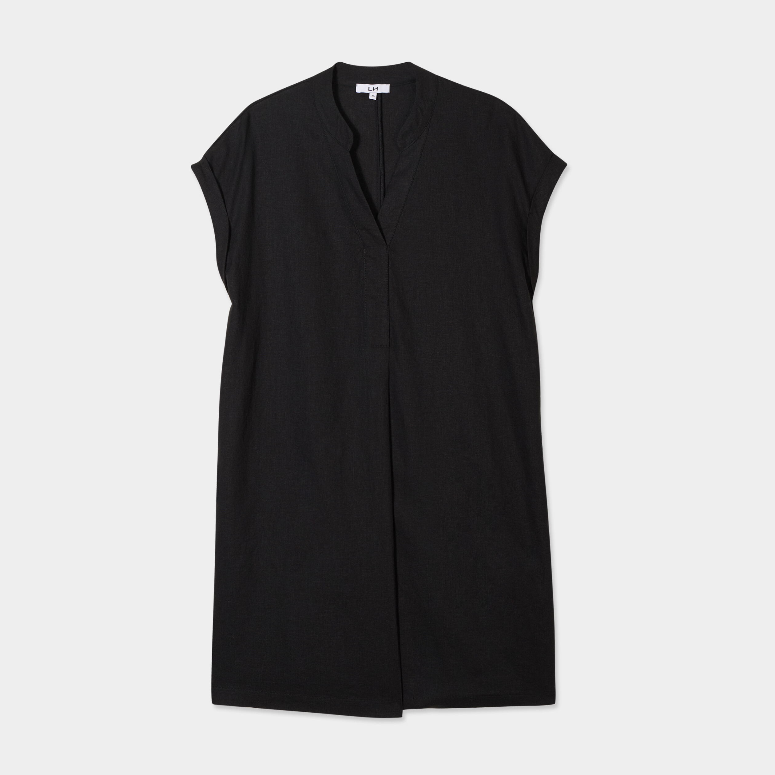 robe manches courtes lin melange noir femme Robe manches courtes lin mélangé noir femme